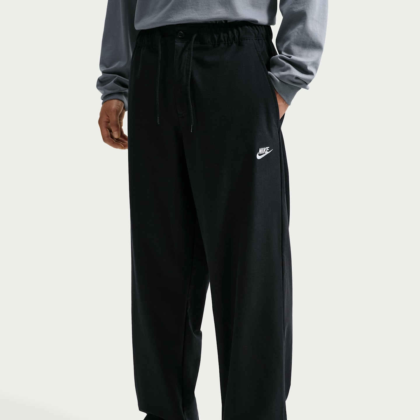 Мужские брюки Nike Club Straight Stretch, цвет: Чёрный / Белый — фото 2