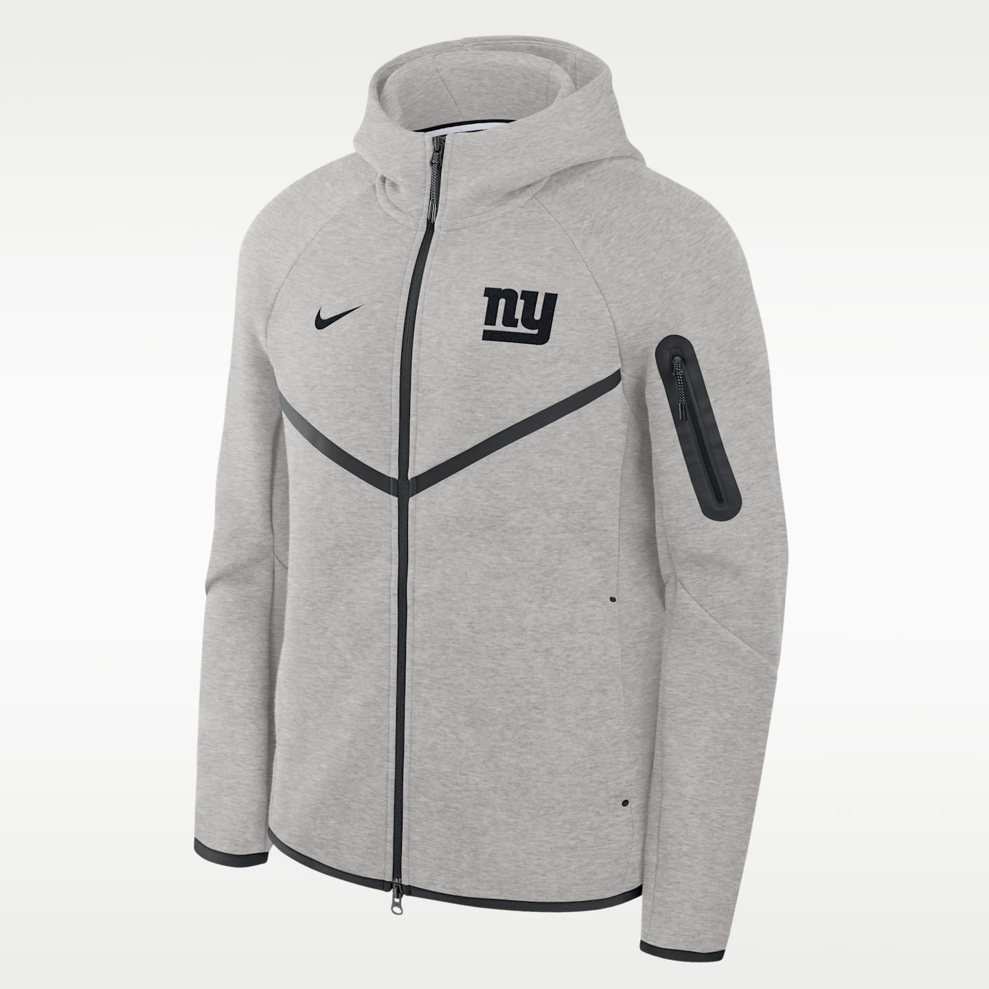 Мужская куртка Nike New York Giants Top Billing Tech Fleece Windrunner NFL Full-Zip Hooded, цвет: Серый меланжевый / Чёрный