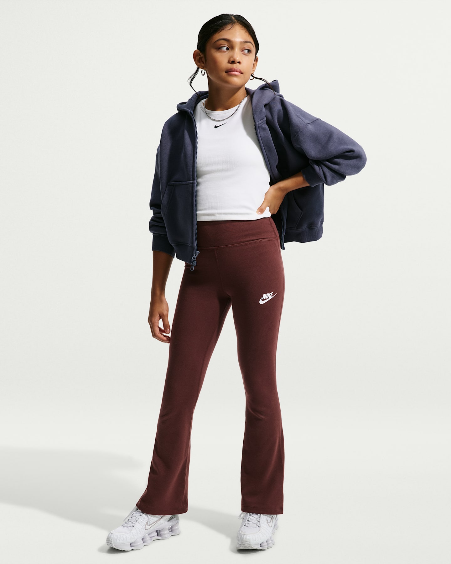 Леггинсы Nike Sportswear Classic High-Waisted Flared для девочек, цвет: Белый — фото 6