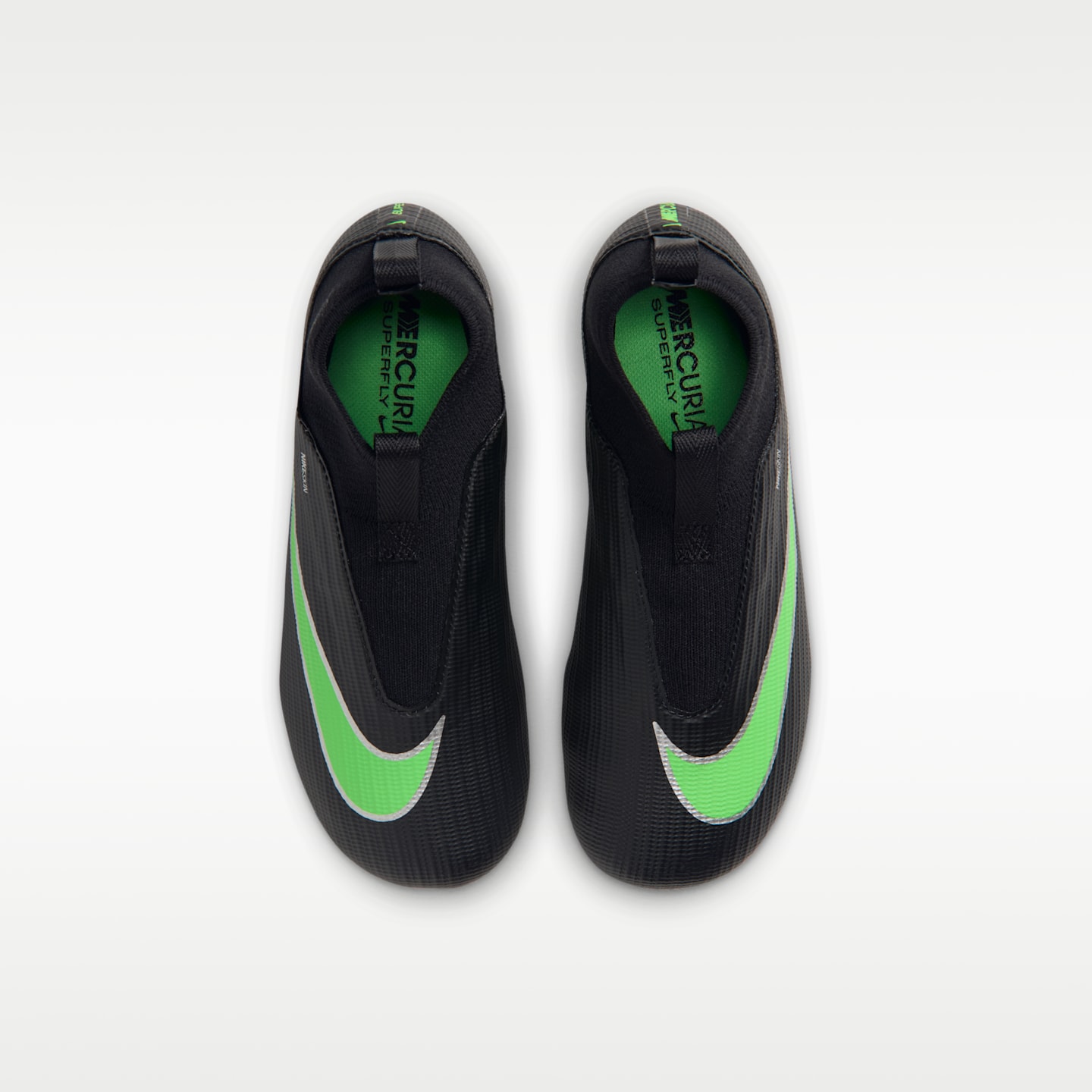 Детские бутсы Nike Jr. Mercurial Superfly 11 Academy Little Kids' Multi-Ground High-Top Soccer Cleats, цвет: Чёрный / Зелёный — фото 4