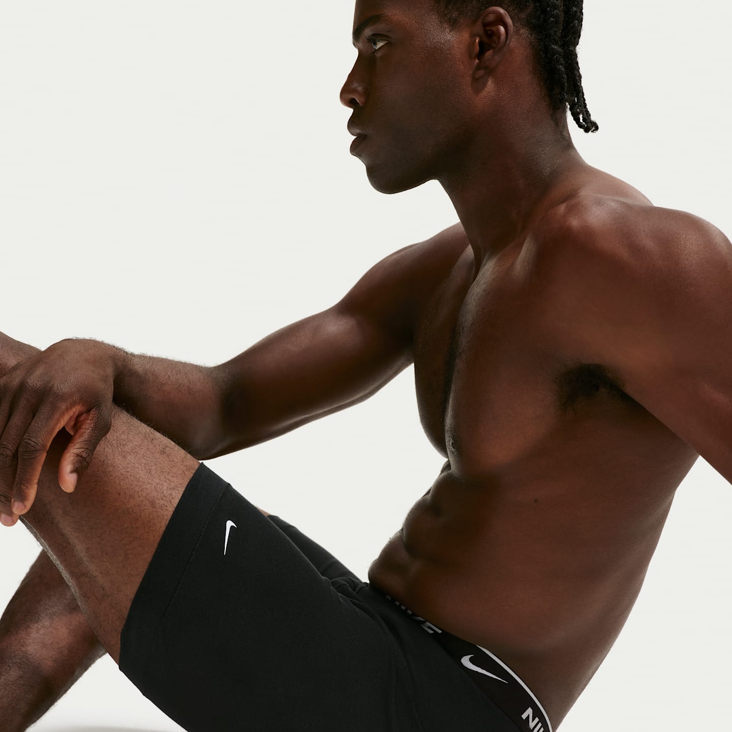 Мужские длинные боксеры-брифы Nike Essential Cotton Stretch Dri-FIT, набор из 3 шт, цвет: Чёрный — фото 4