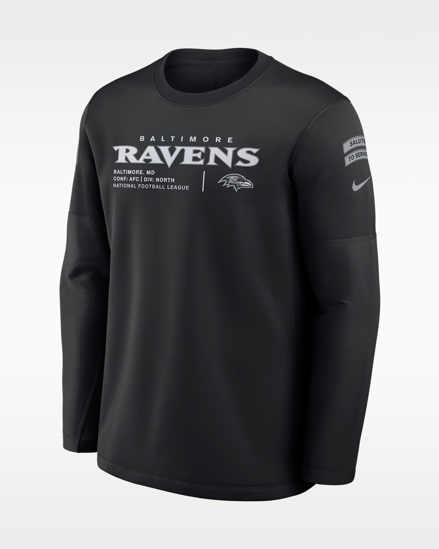 Мужской свитшот Nike Baltimore Ravens Salute to Service Sideline Coaches NFL, цвет: Чёрный — фото 3
