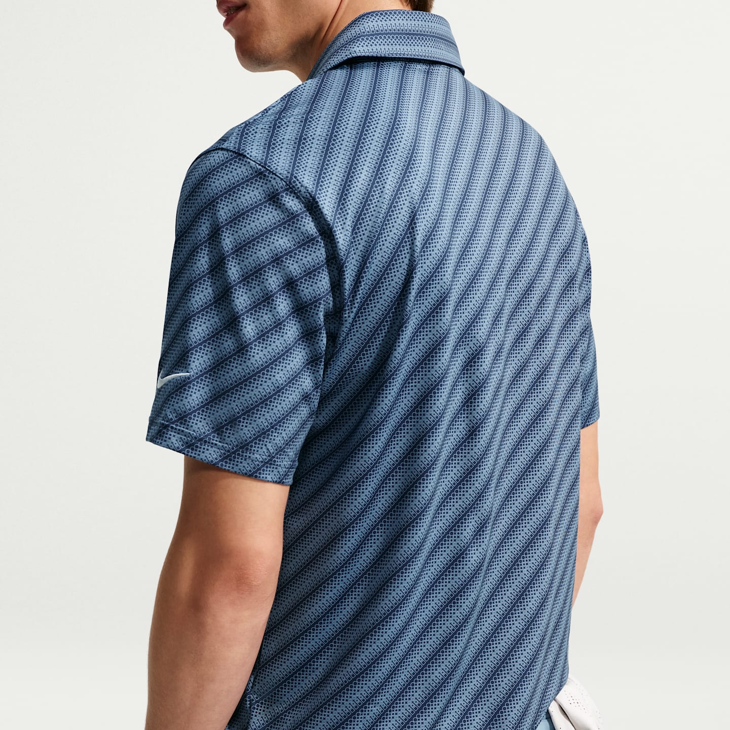 Мужское поло Nike Velocity Dri-FIT Striped Golf Polo, цвет: Тёмно-синий / Белый — фото 2