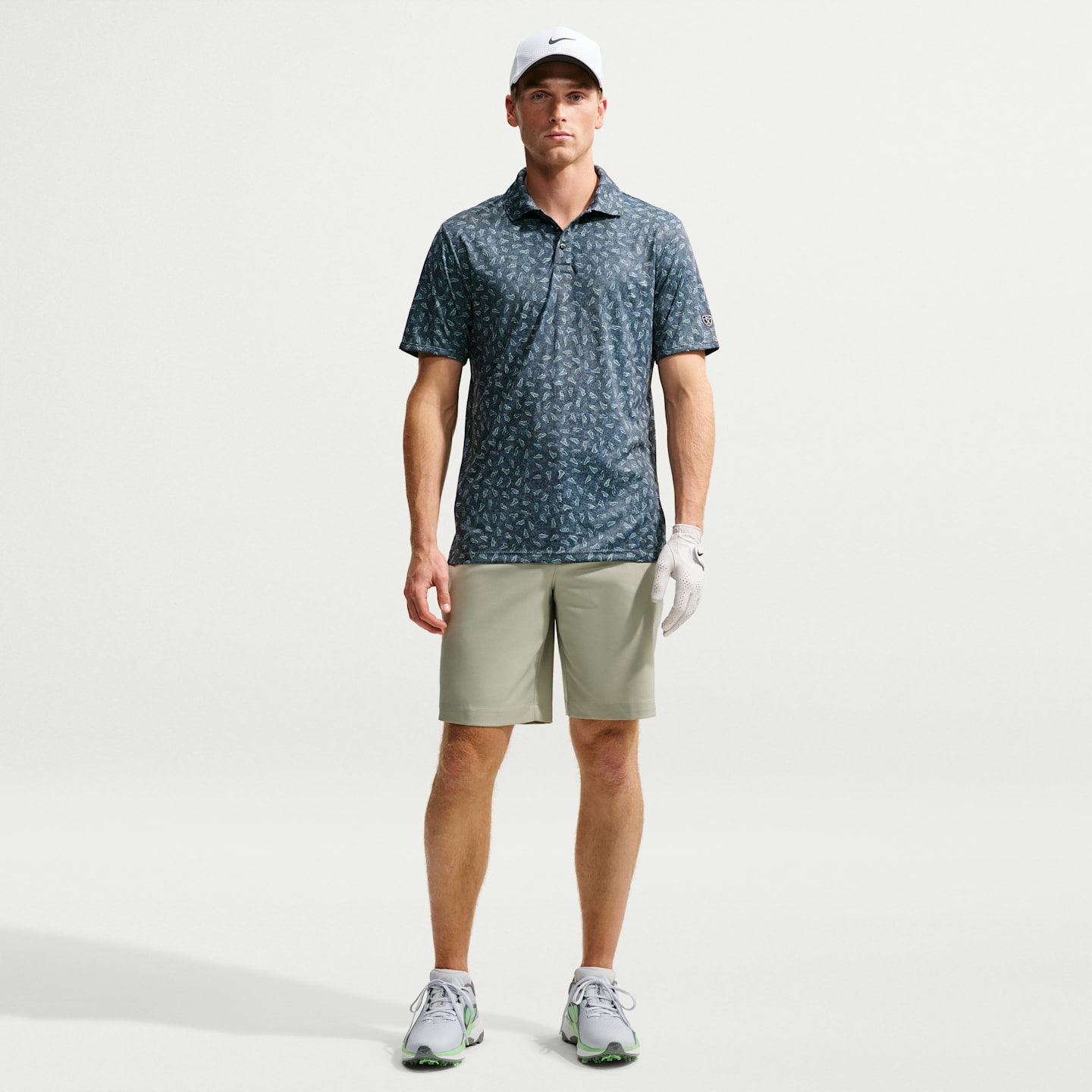 Мужское поло Nike Par Dri-FIT Grass Print Golf Polo, цвет: Чёрный — фото 4