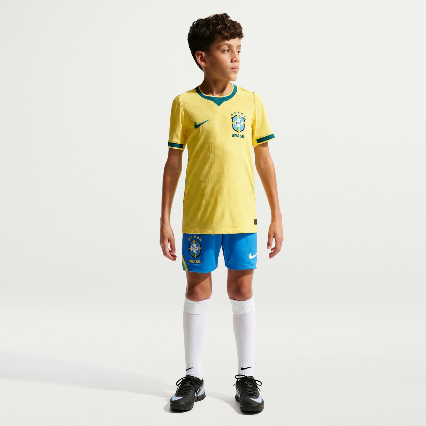 Детский топ Nike Brazil National Team 2026 Match Home Aero-FIT Soccer Jersey, цвет: Бирюзовый — фото 7
