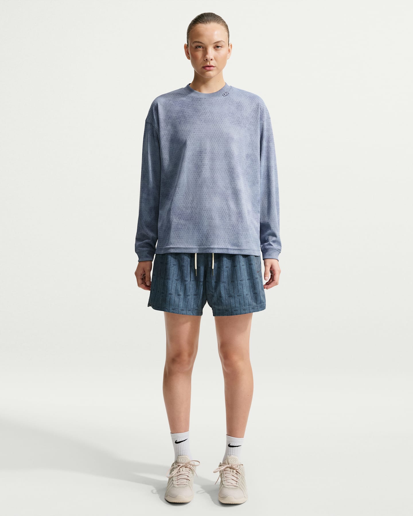 Женские сетчатые баскетбольные шорты 5" Nike Caitlin Standard Issue Dri-FIT, цвет: Синий / Тёмно-синий — фото 6