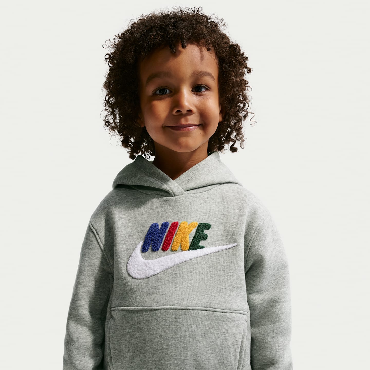 Детское худи Nike Club Chenille, цвет: Тёмный серый меланжевый — фото 1