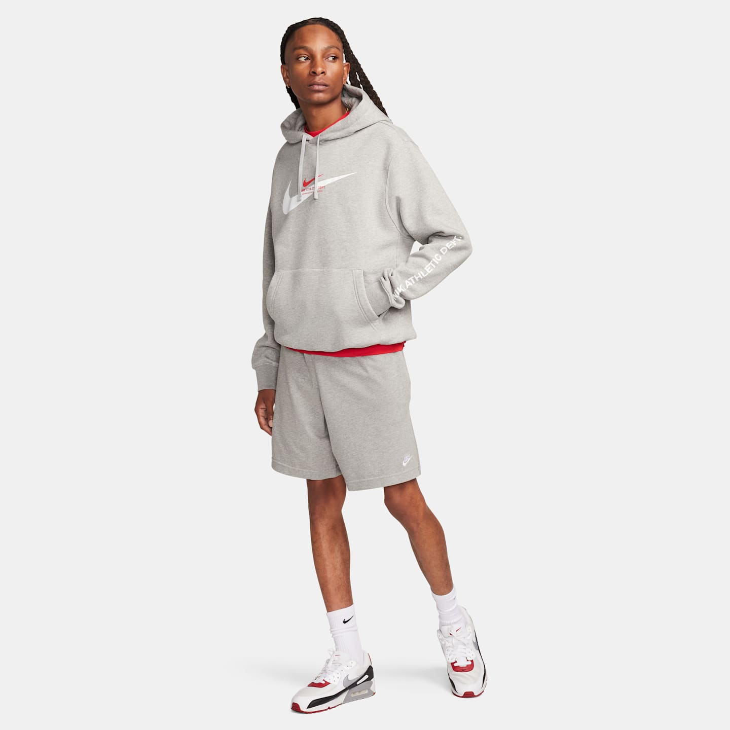 Мужские трикотажные шорты Nike Sportswear Club, цвет: Серый меланжевый / Белый — фото 6