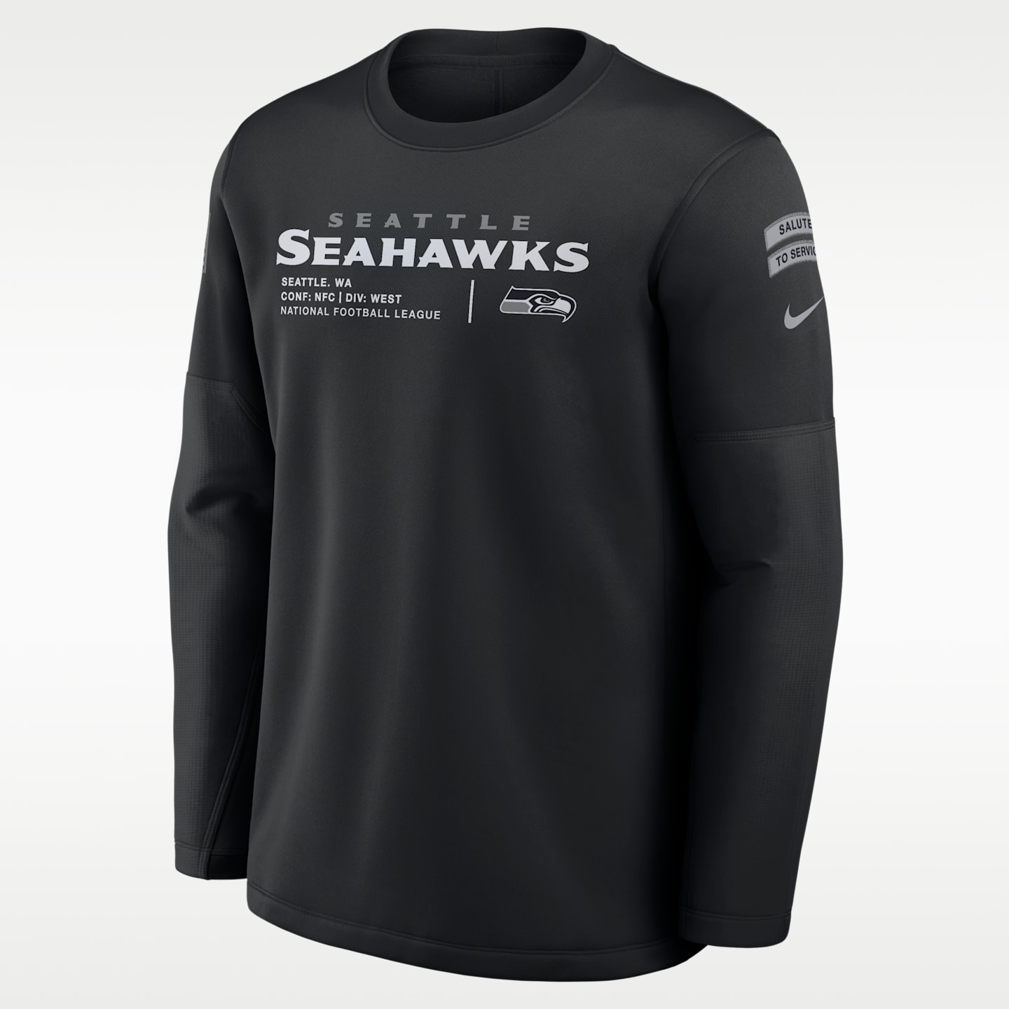 Мужской свитшот Nike Seattle Seahawks Salute to Service Sideline Coaches NFL, цвет: Чёрный — фото 1