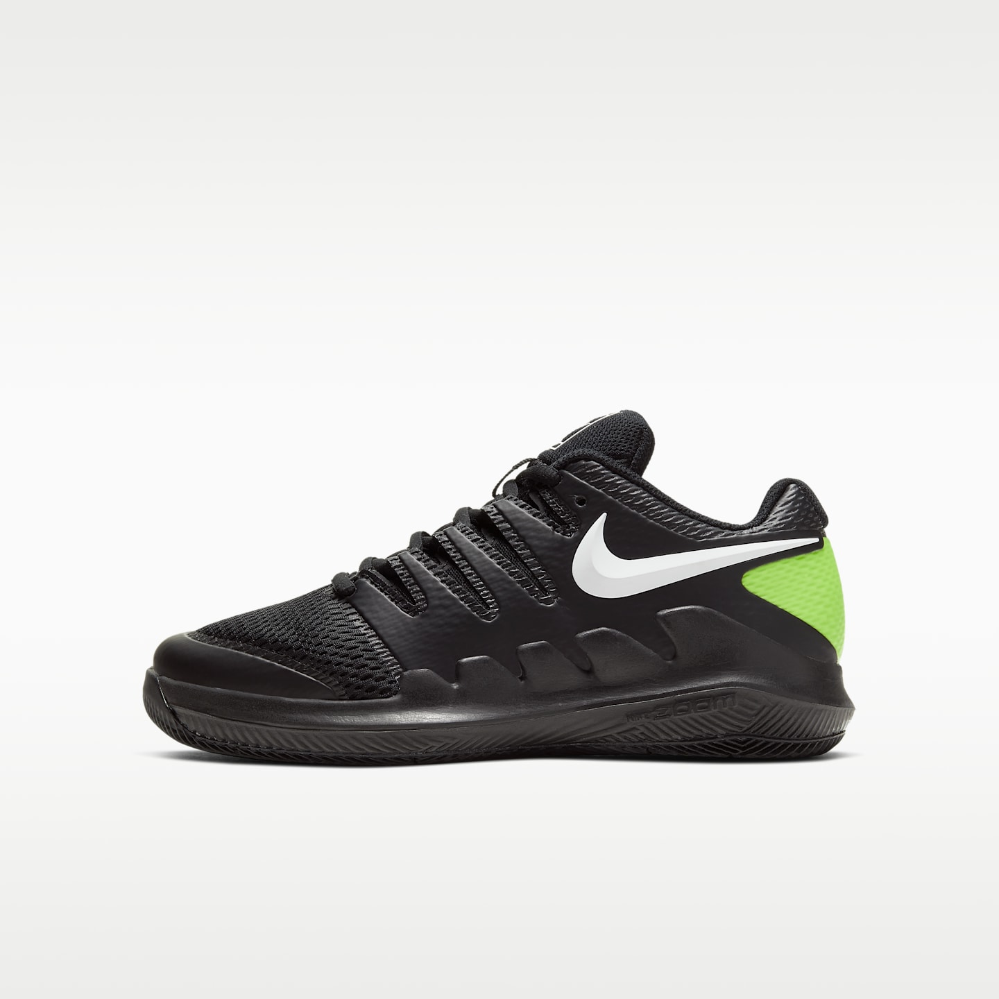 Детские кроссовки Nike NikeCourt Jr. Vapor X Tennis Shoes, цвет: Чёрный / Кислотно-жёлтый — фото 1