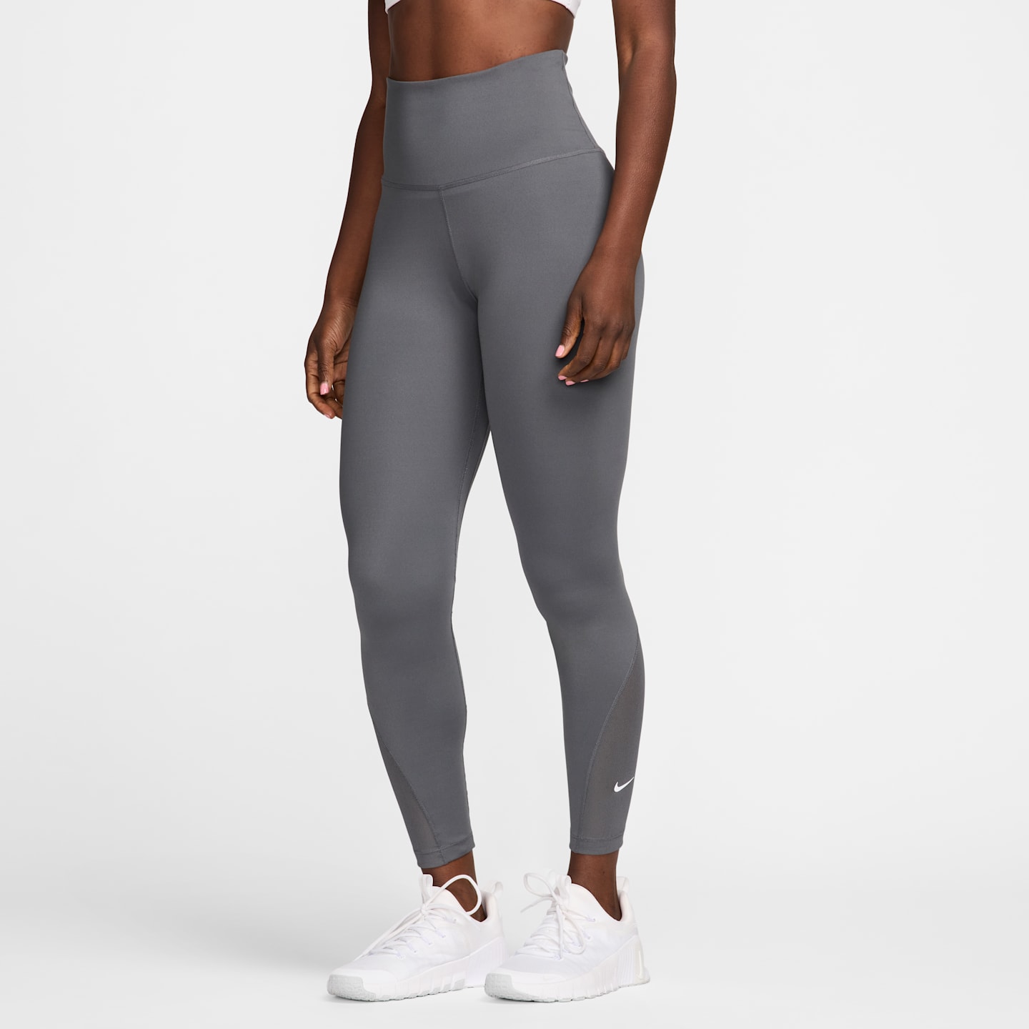 Женские леггинсы Nike One High-Waisted 7/8 Leggings, цвет: Железный серый / Белый — фото 1
