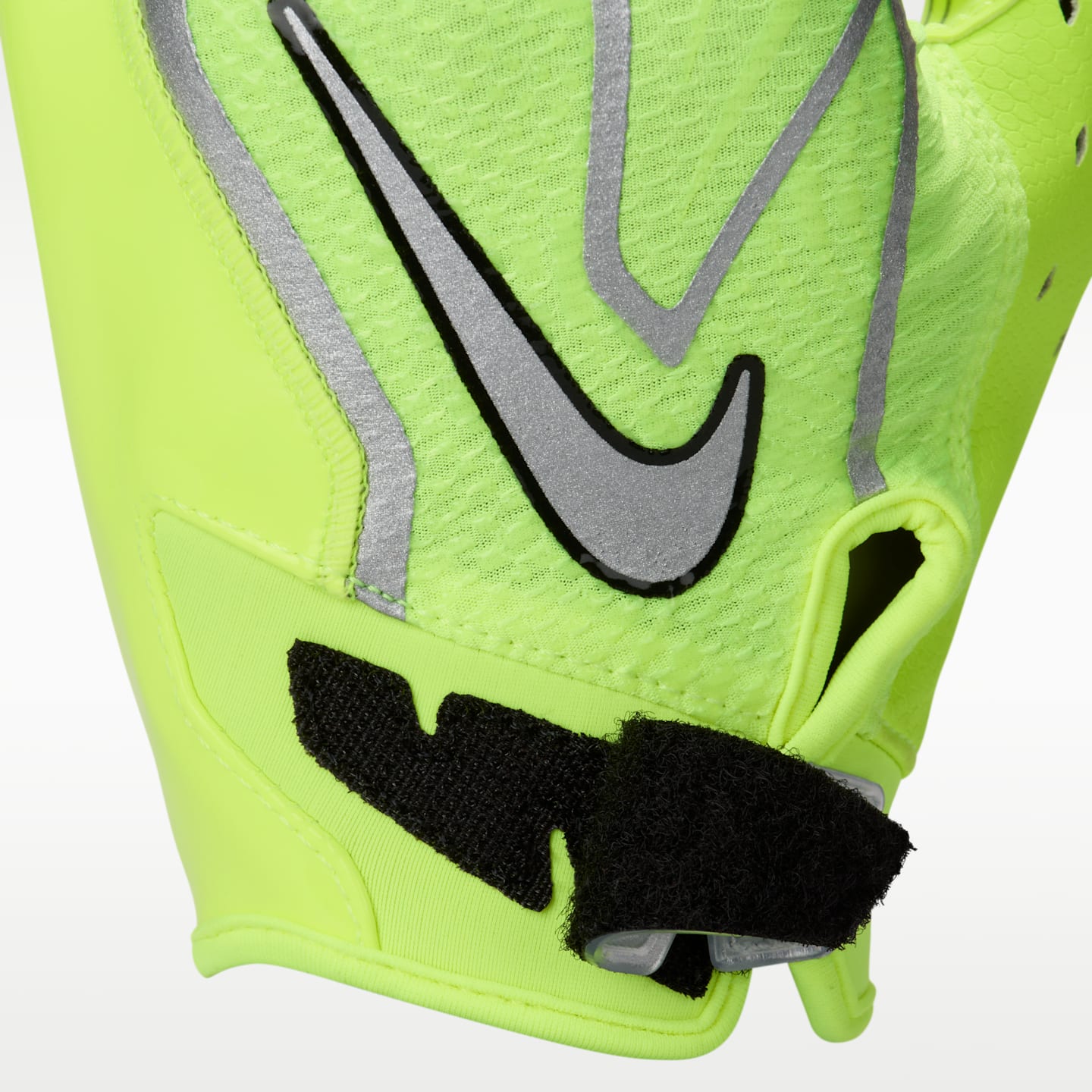 Мужские перчатки для американского футбола Nike Vapor Jet Combine 9.0, 1 пара, цвет: Кислотно-жёлтый / Серебряный — фото 3