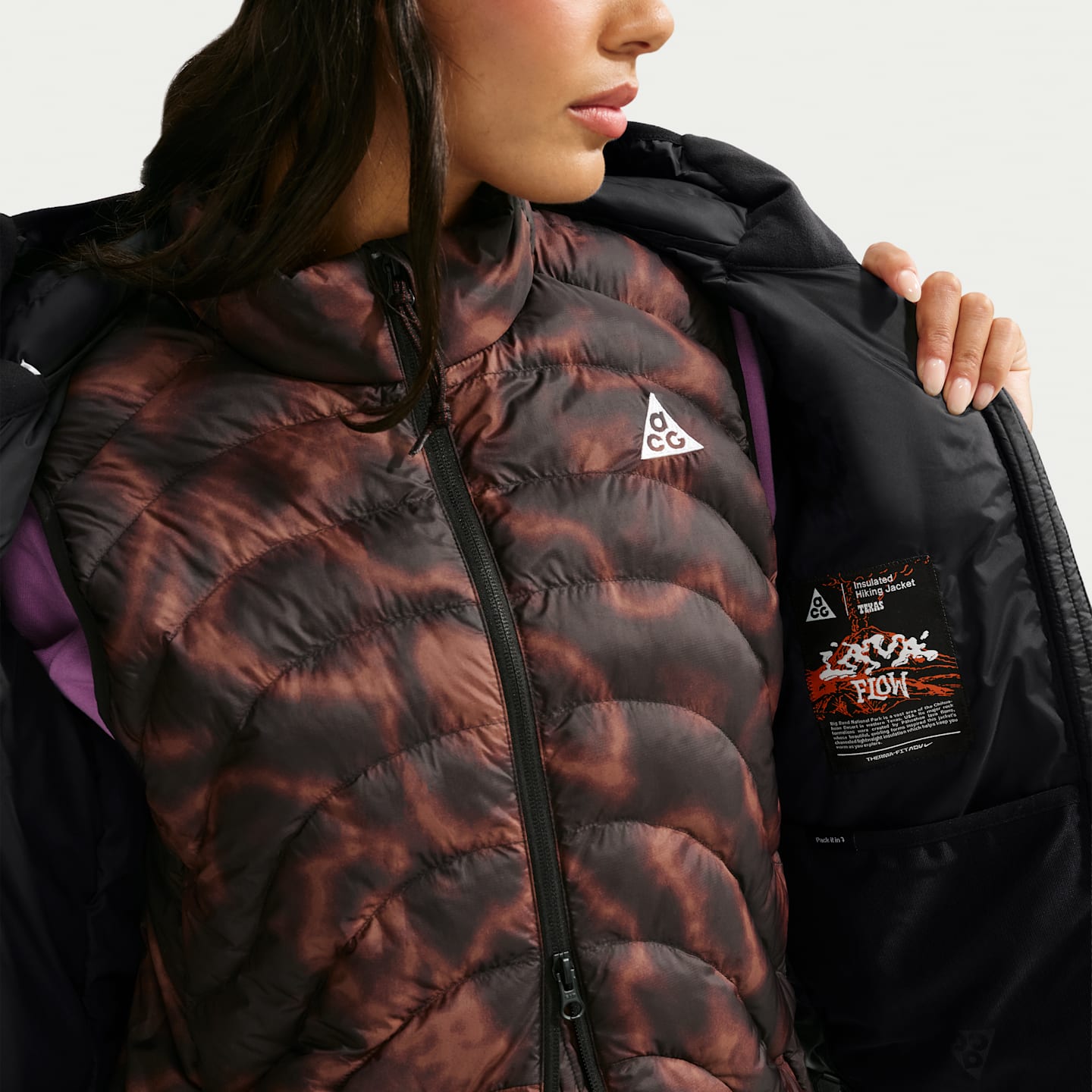 Женская куртка с капюшоном Nike ACG Lava Flow Therma-FIT ADV, цвет: Чёрный / Снежный белый — фото 6