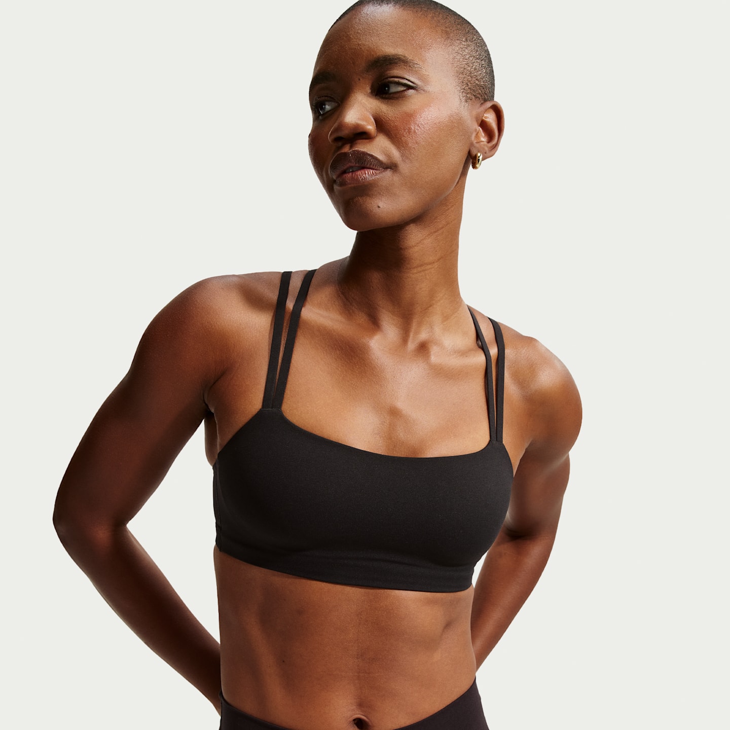 Спортивное бра Zenvy, уплотнённая чашка, на завязках — Nike, цвет: Чёрный / Холодный серый — фото 2