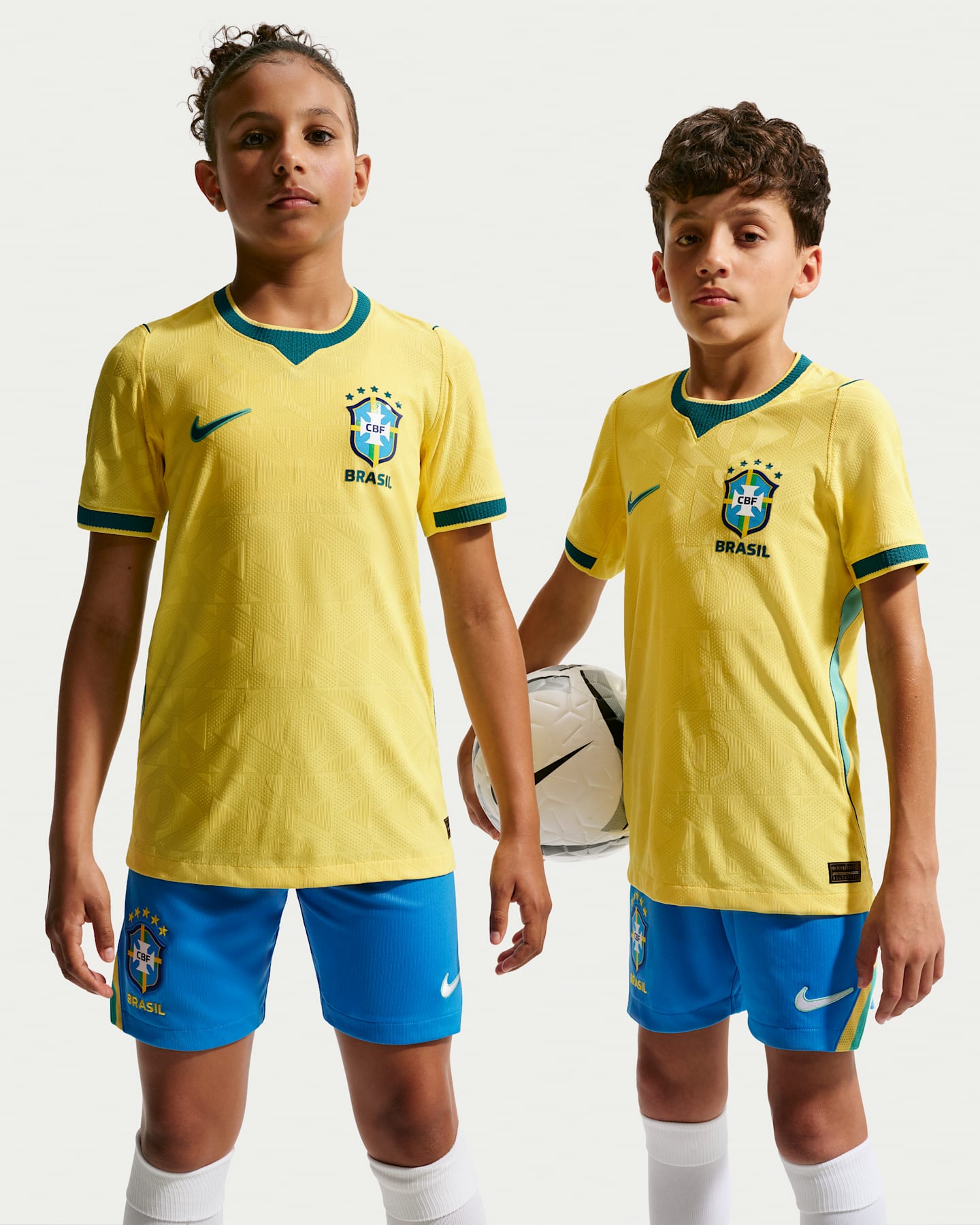 Детский топ Nike Brazil National Team 2026 Match Home Aero-FIT Soccer Jersey, цвет: Бирюзовый — фото 8