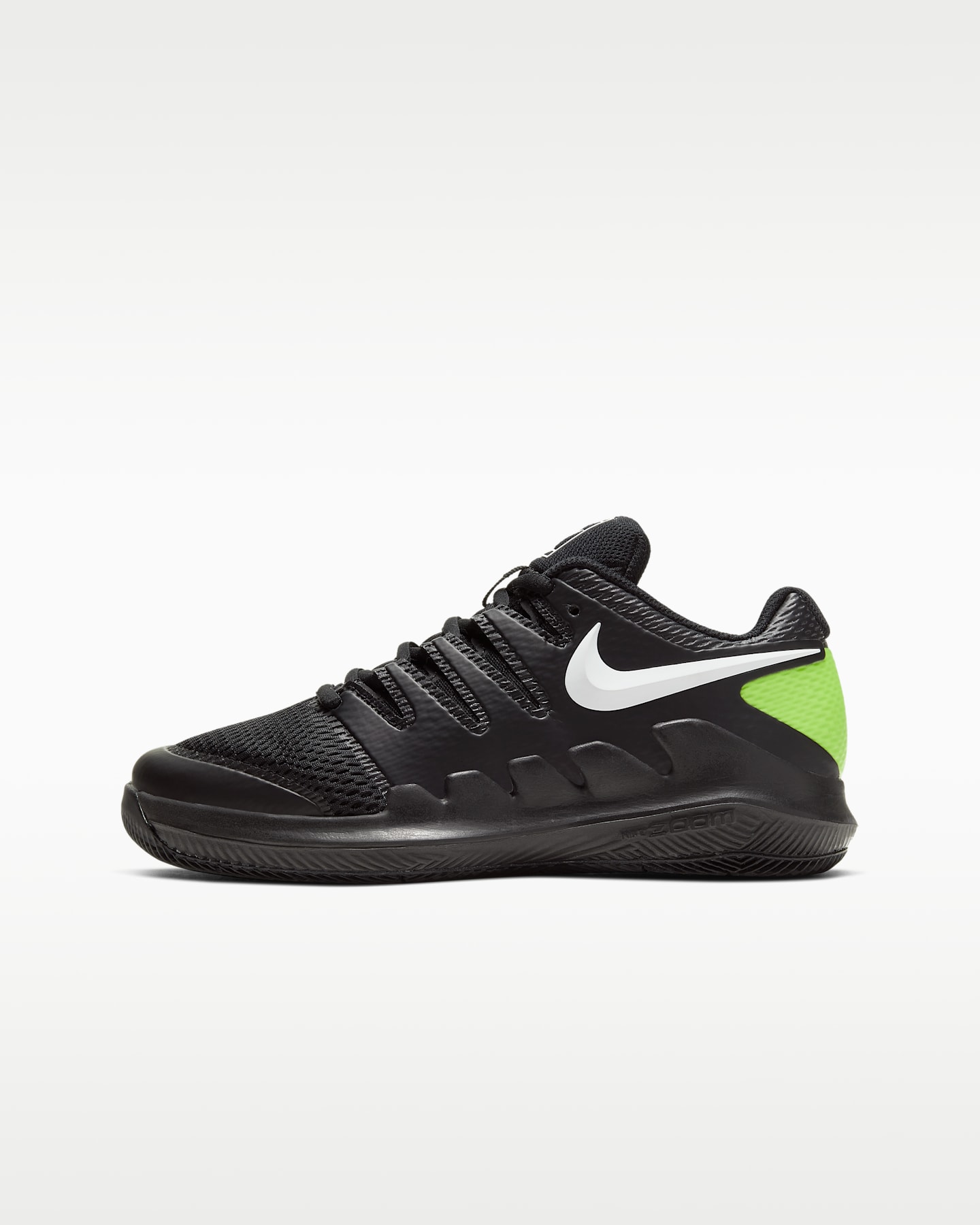 Детские кроссовки Nike NikeCourt Jr. Vapor X Tennis Shoes, цвет: Чёрный / Кислотно-жёлтый — фото 9