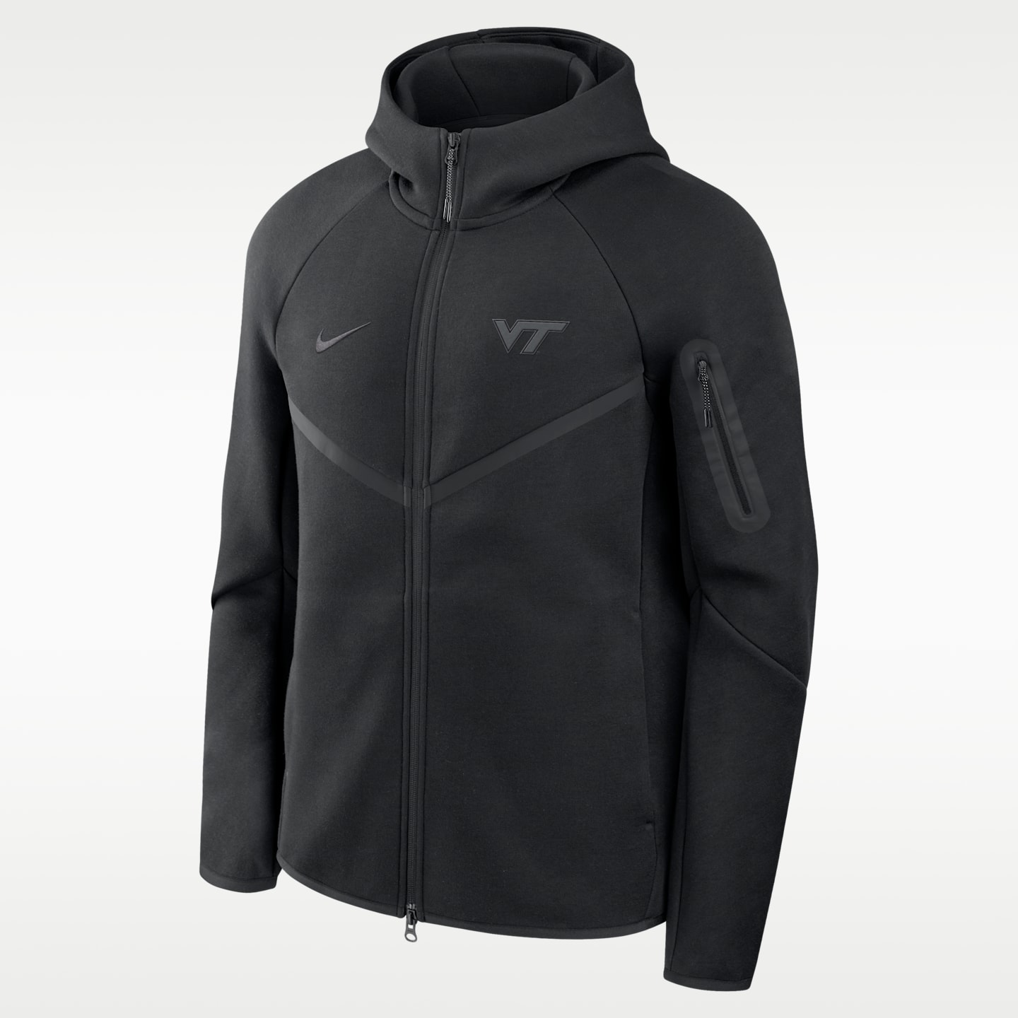 Мужское худи Nike Virginia Tech Hokies Tech Basketball Fleece Full-Zip, цвет: Чёрный — фото 1