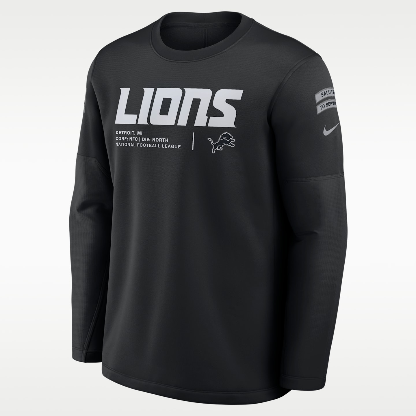 Мужской свитшот Nike Detroit Lions Salute to Service Sideline Coaches NFL, цвет: Чёрный — фото 1
