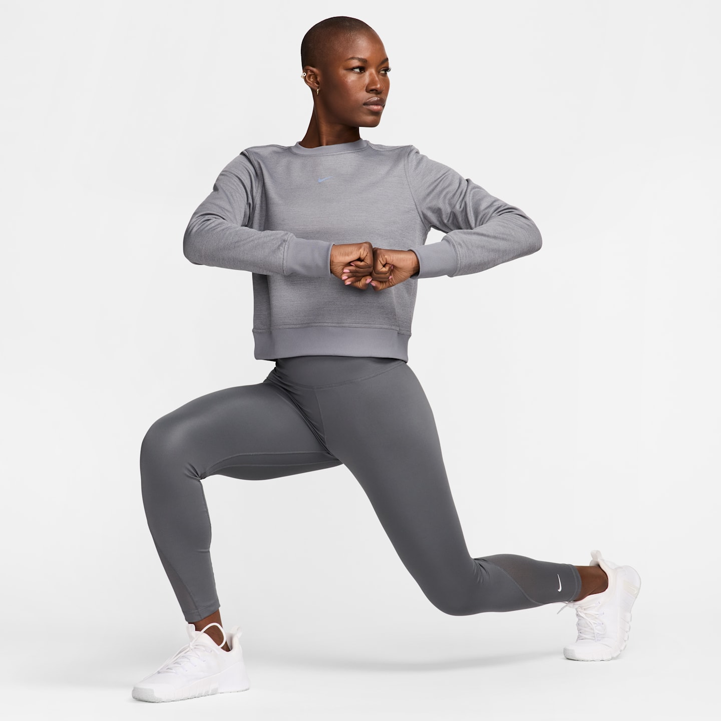 Женские леггинсы Nike One High-Waisted 7/8 Leggings, цвет: Железный серый / Белый — фото 5