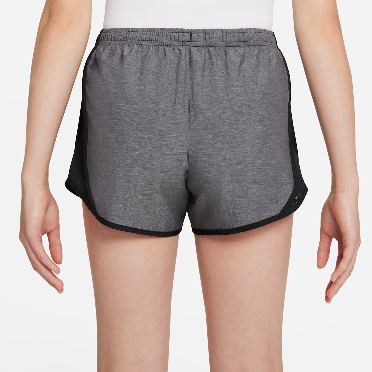 Шорты Nike Tempo Dri-FIT Running Shorts для девочек, цвет: Чёрный меланжевый / Меланжевый — фото 3