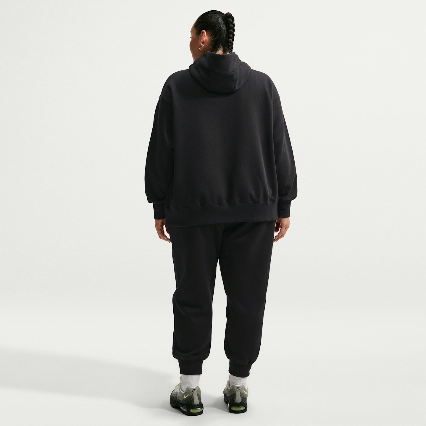 Женские брюки Nike Sportswear Phoenix Fleece Mid-Rise, цвет: Чёрный / Молочный — фото 5