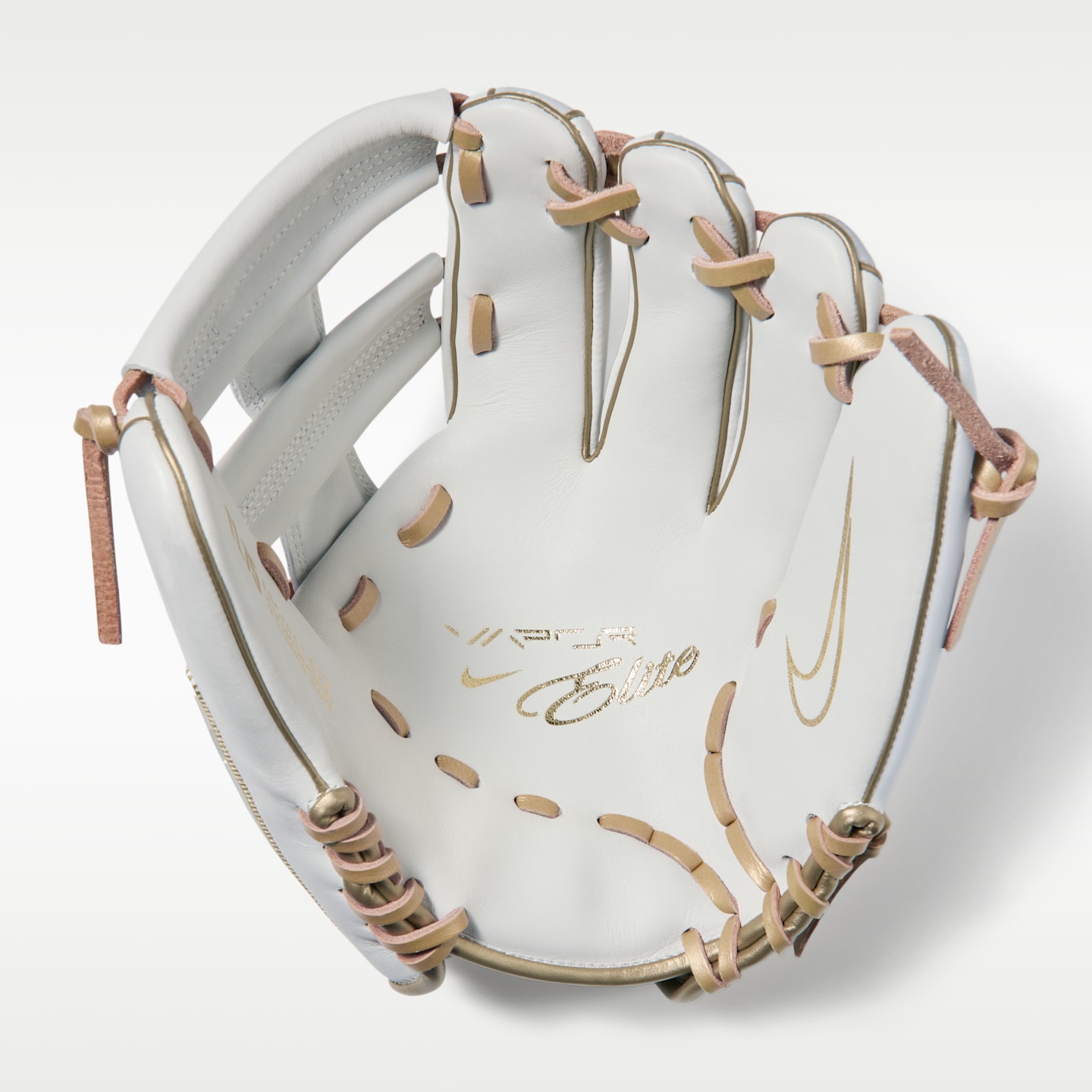 Женские перчатки Nike Vapor Elite Fastpitch Softball Infield (Right-Hand Throw), цвет: Белый / Металлик золотой — фото 3