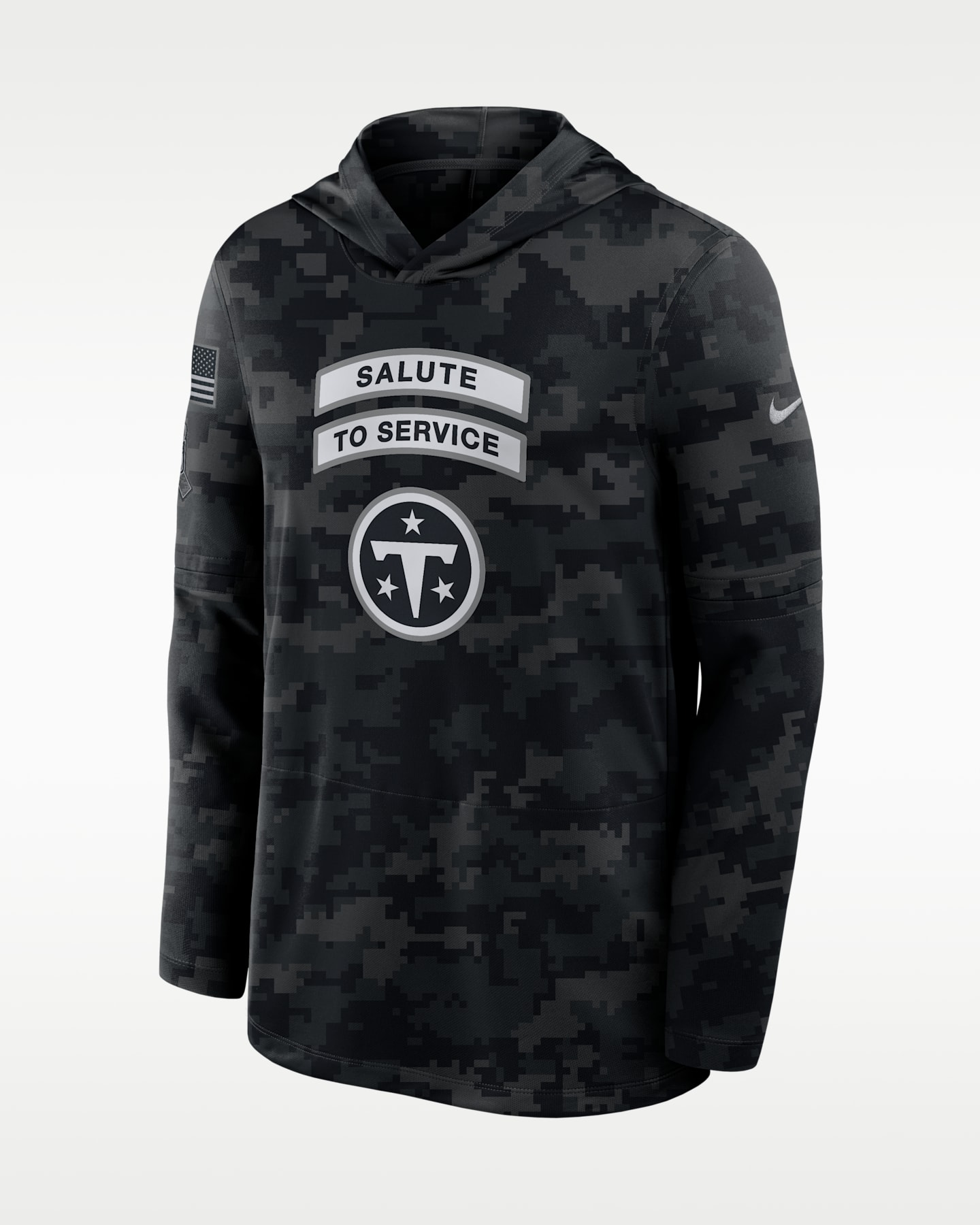 Мужской лонгслив с капюшоном Nike Tennessee Titans Salute to Service Sideline Dri-FIT, цвет: Чёрный — фото 3