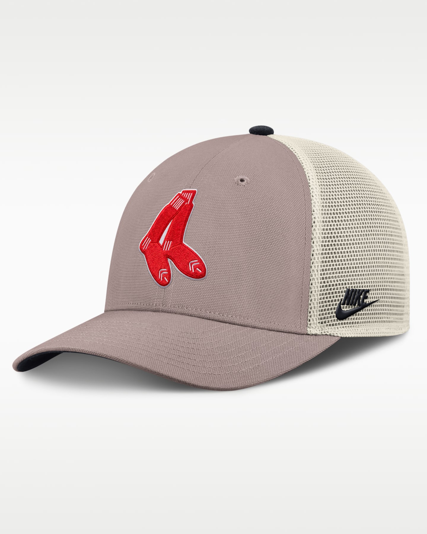 Мужская кепка Nike Boston Red Sox Cooperstown Rise MLB Adjustable Trucker Hat, цвет: Хаки — фото 3