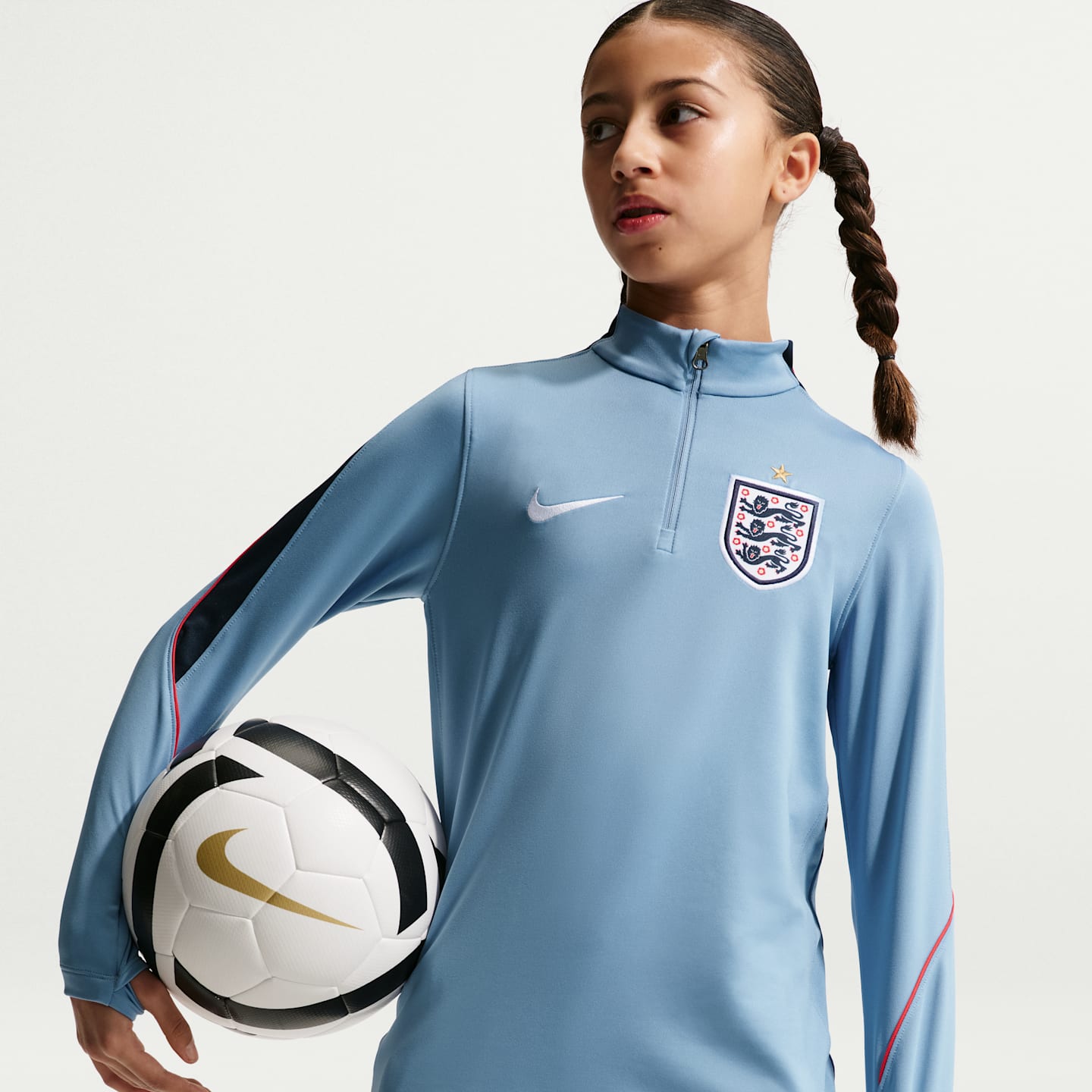Детский топ Nike England Strike Dri-FIT Soccer Drill Top, цвет: Синий / Обсидиановый — фото 2