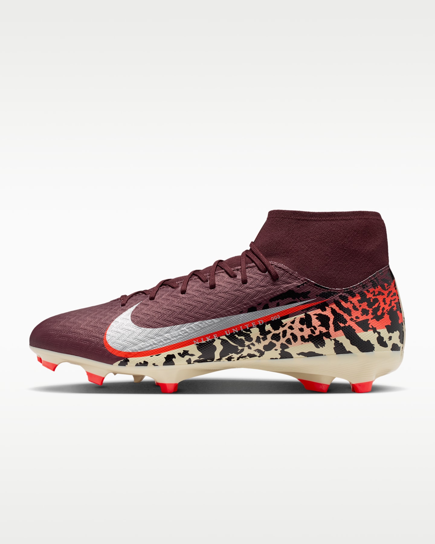 Футбольные бутсы Nike United Mercurial Superfly 10 Academy для разных покрытий, высокие, цвет: Бордовый / Красный — фото 11