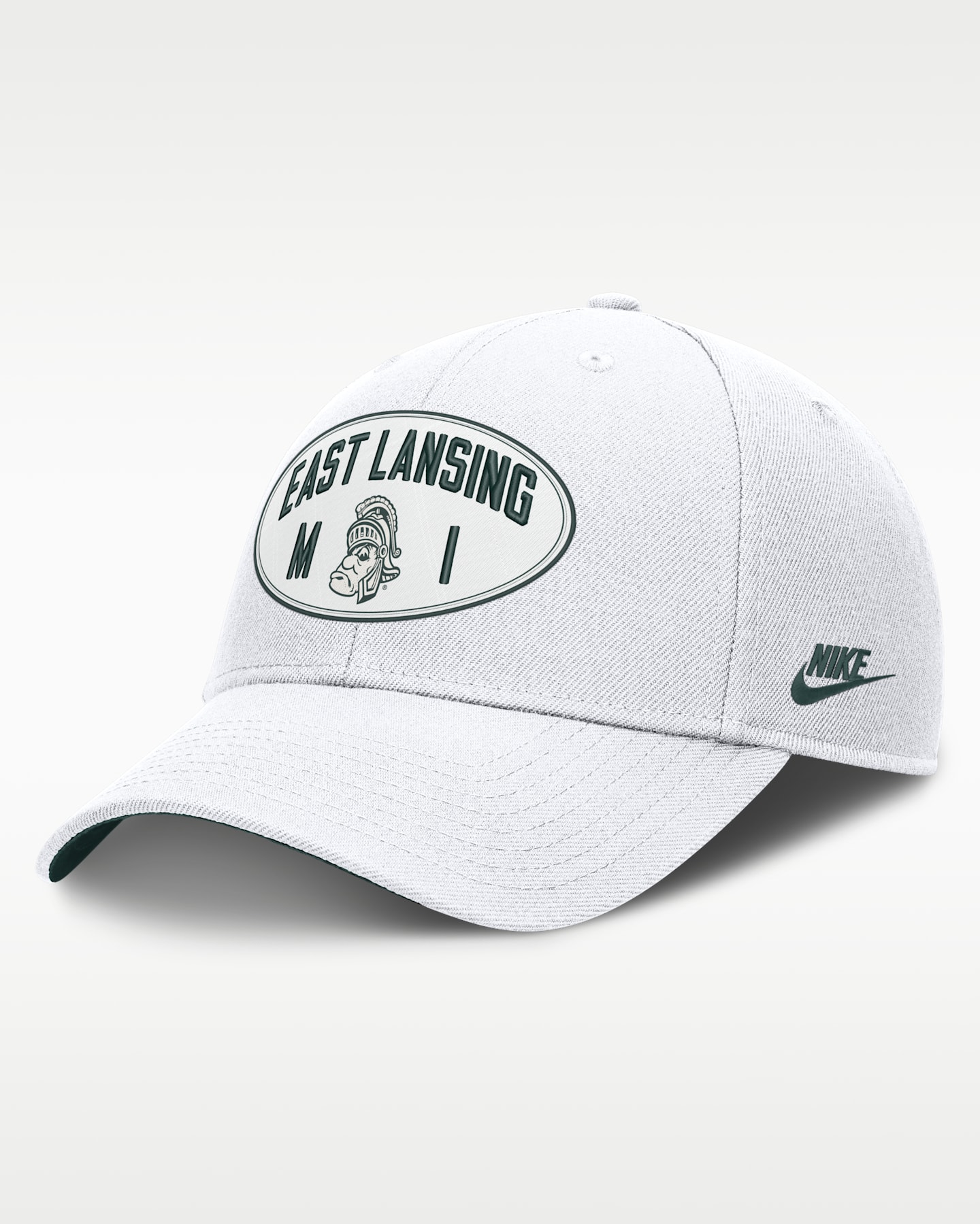 Мужская кепка A-Frame Nike Dri-FIT College Michigan State Legacy Letter & Location Rise, цвет: Белый / Зелёный — фото 3