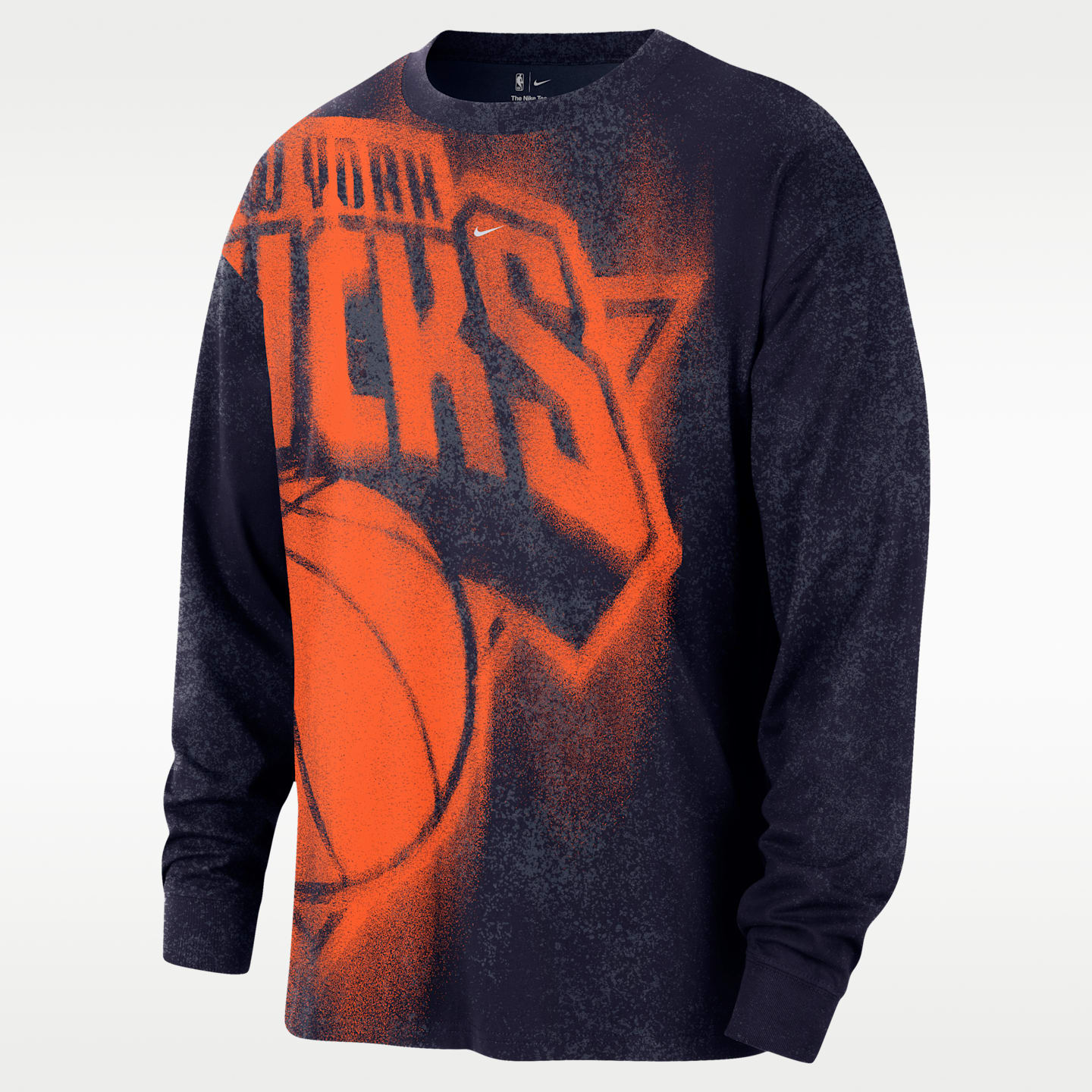 Мужская футболка Nike New York Knicks Essential Anthem Long-Sleeve Basketball, цвет: Тёмно-синий — фото 1
