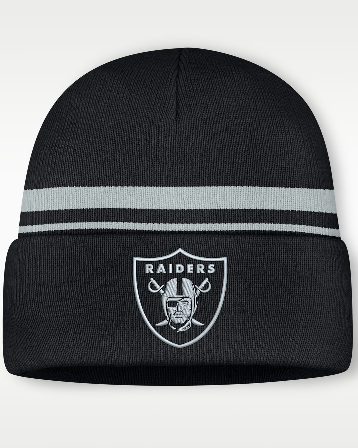 Мужская шапка-бини Nike NFL Las Vegas Raiders Primetime Utility с отворотом, цвет: Чёрный — фото 3