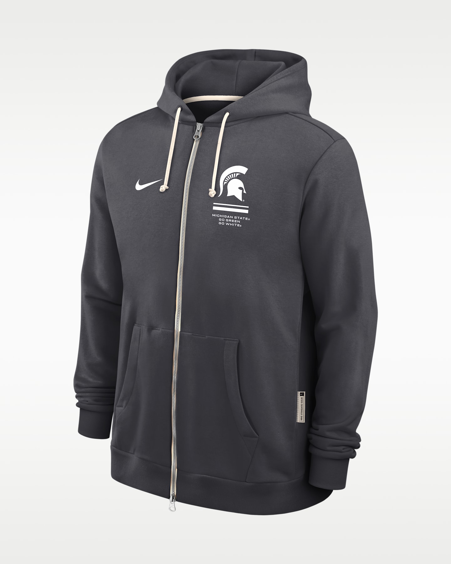 Мужское худи на молнии Nike Dri-FIT College Michigan State Sideline Standard Issue, цвет: Антрацитовый — фото 3
