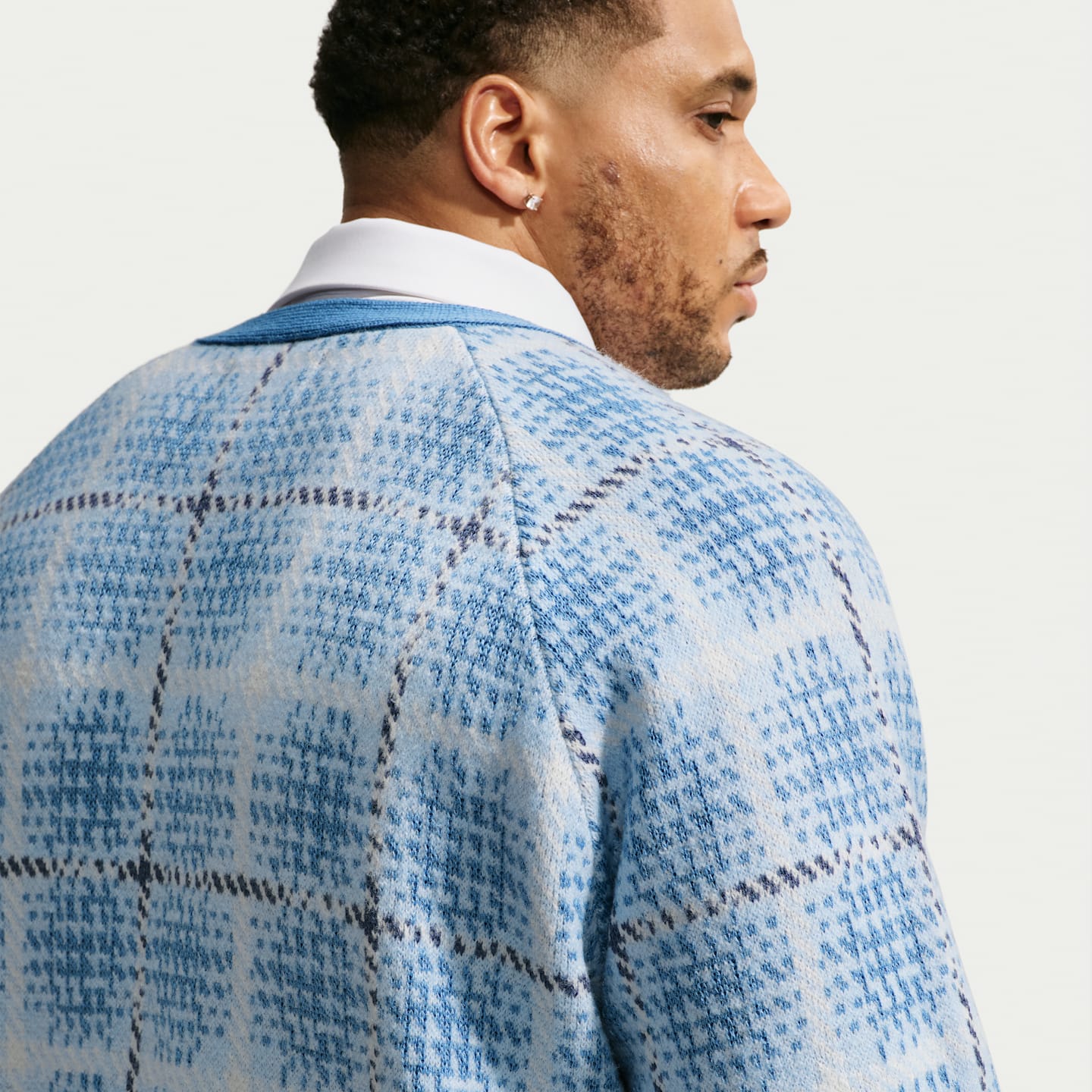 Кардиган для гольфа Nike Tartan свободного кроя, цвет: Синий — фото 7