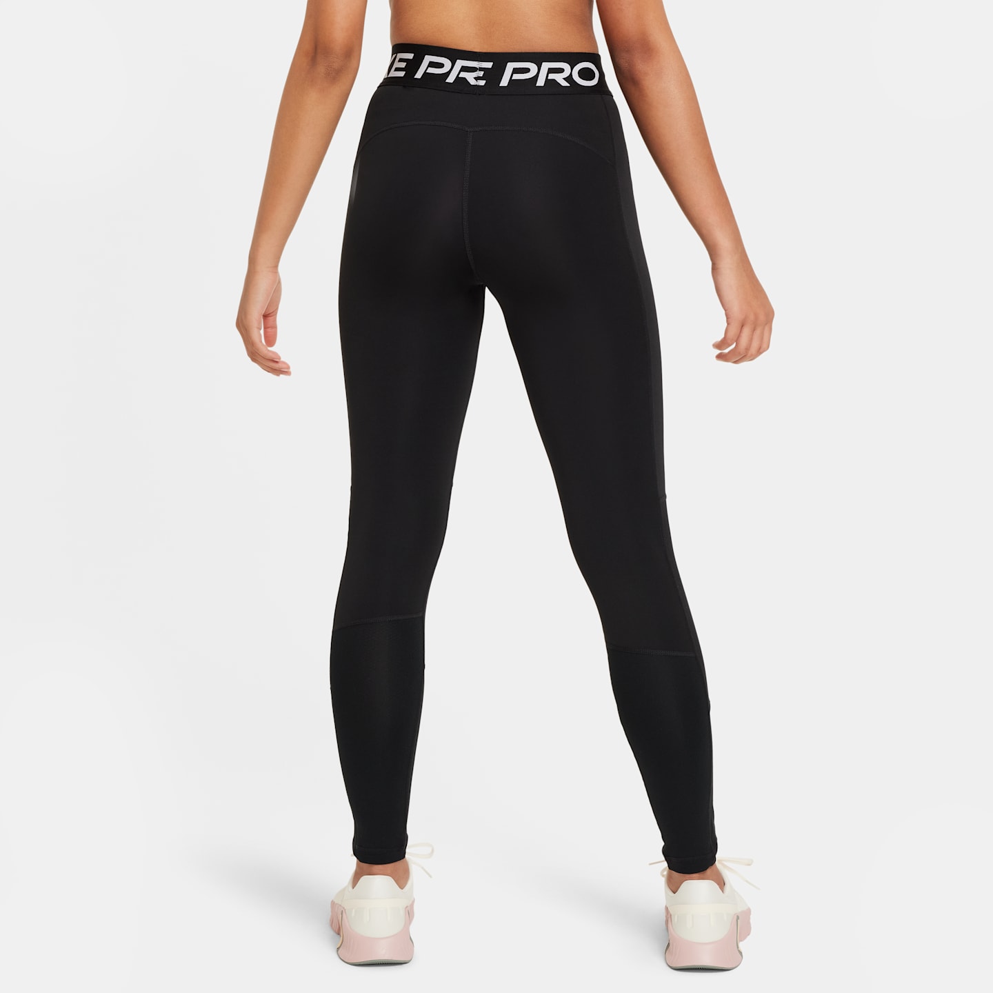 Леггинсы Nike Pro Dri-FIT для девочек, цвет: Чёрный / Белый — фото 2