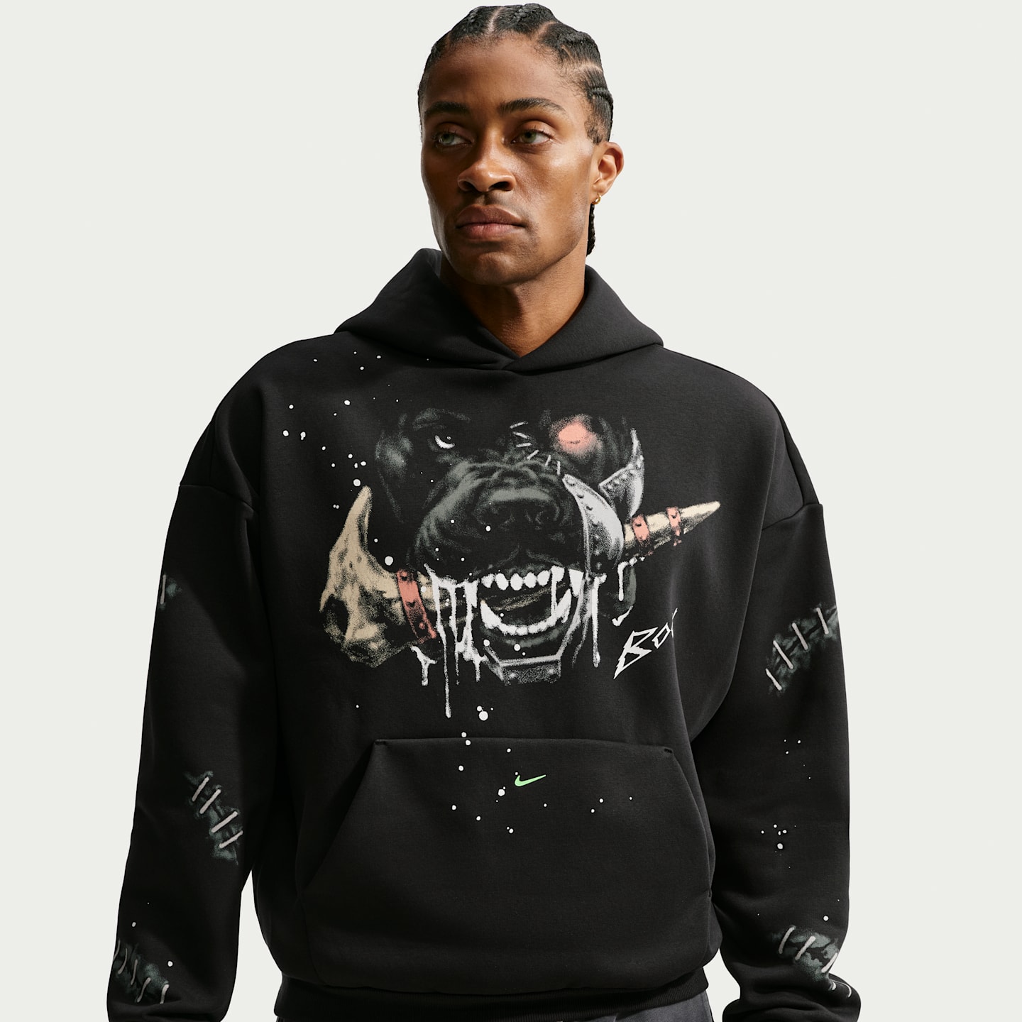 Мужское худи Nike Book Standard Issue Therma-FIT Brushed Basketball Pullover, цвет: Чёрный / Зелёный — фото 1