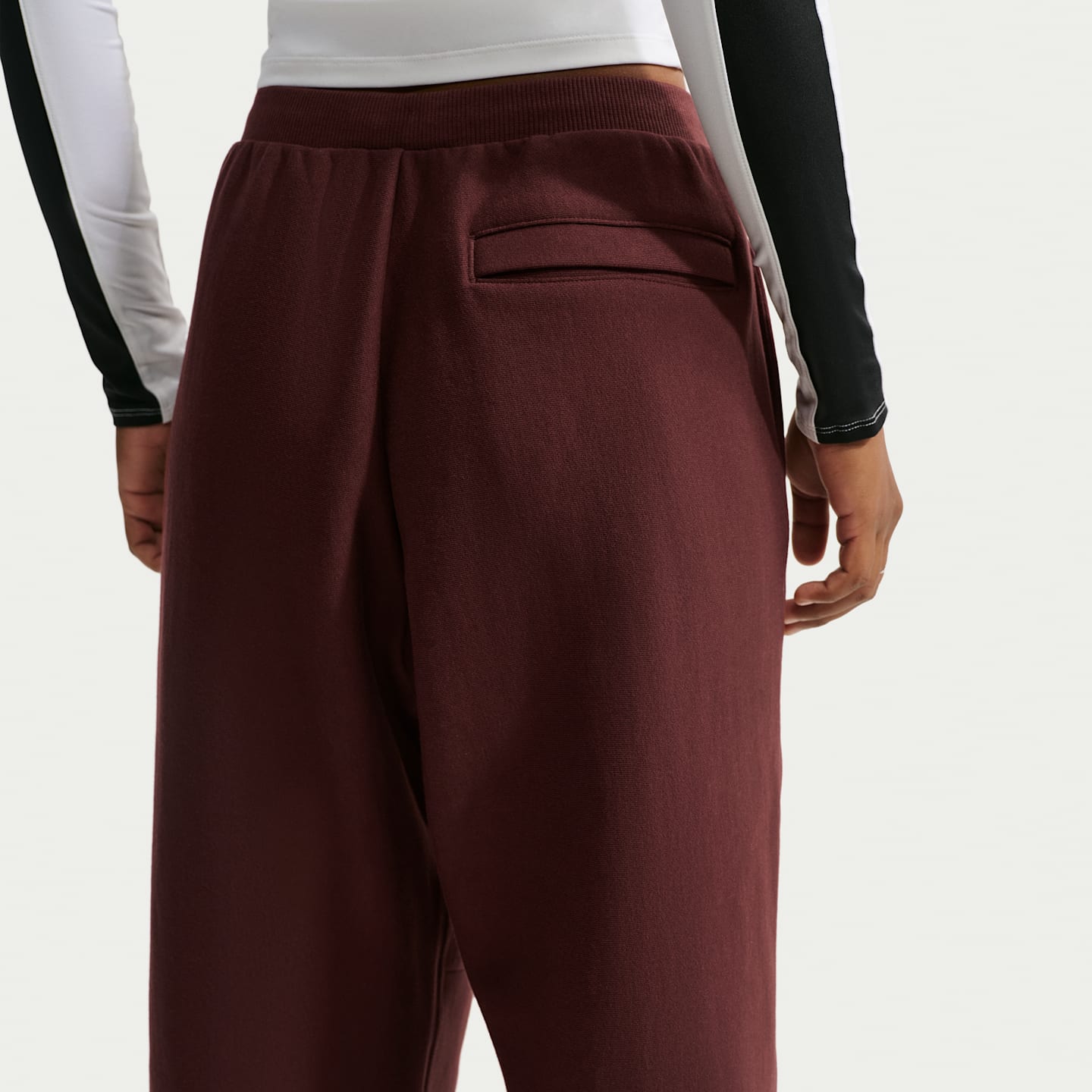 Женские брюки Nike Studio Fleece Heavyweight оверсайз со складками, высокая посадка, цвет: Молочный — фото 3