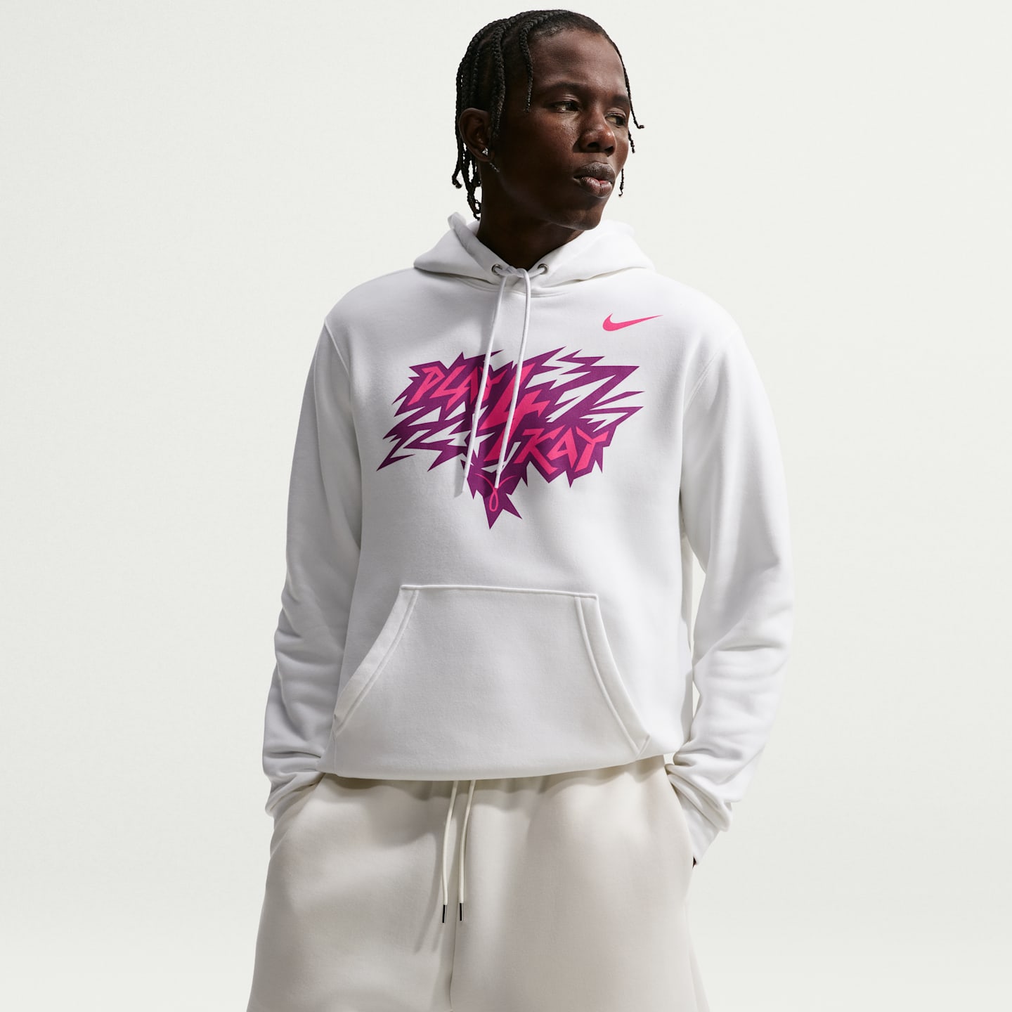 Мужское худи Nike "Play4Kay" Collection Club Fleece, цвет: Белый — фото 3
