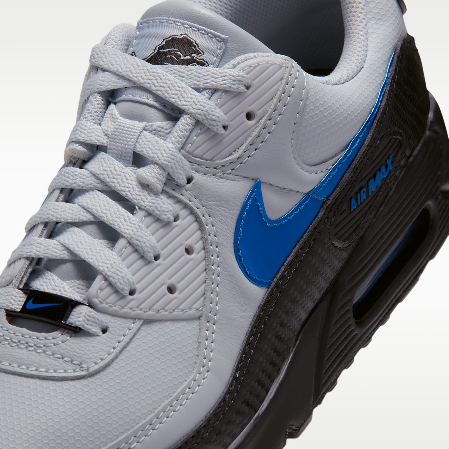 Мужские кроссовки Nike Air Max 90 (Detroit Lions) NFL, цвет: Серебряный / Чёрный — фото 7