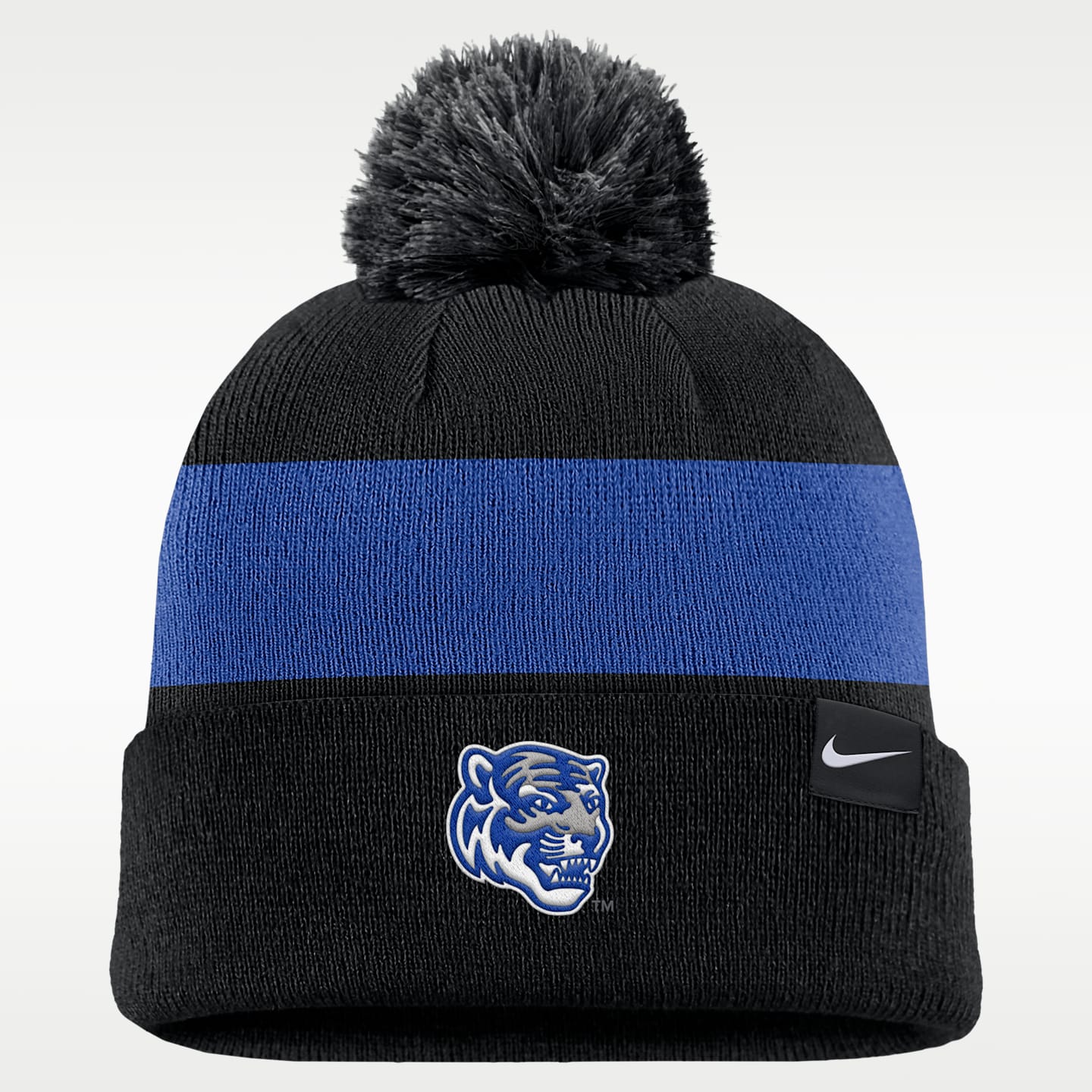 Женская шапка Nike Memphis Tigers Peak Basketball College Cuffed Pom Beanie, цвет: Чёрный — фото 2