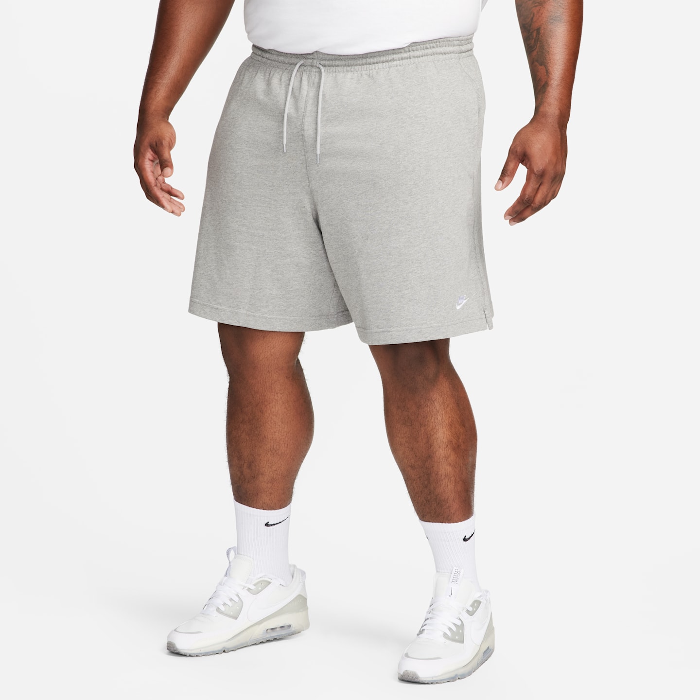 Мужские трикотажные шорты Nike Sportswear Club, цвет: Серый меланжевый / Белый — фото 7