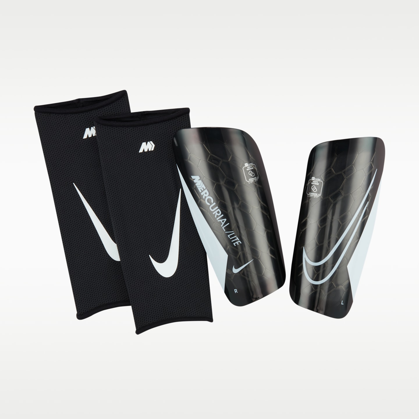 Футбольные щитки Nike Mercurial Lite, цвет: Чёрный / Белый — фото 1