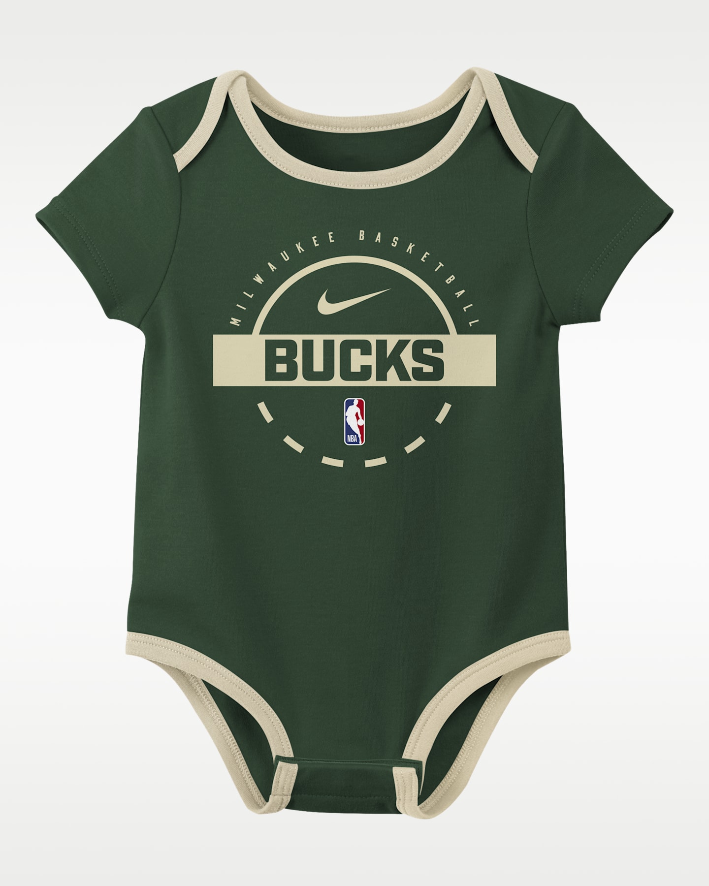 Детский комплект из двух боди Nike NBA Milwaukee Bucks, цвет: Зелёный / Серый — фото 4