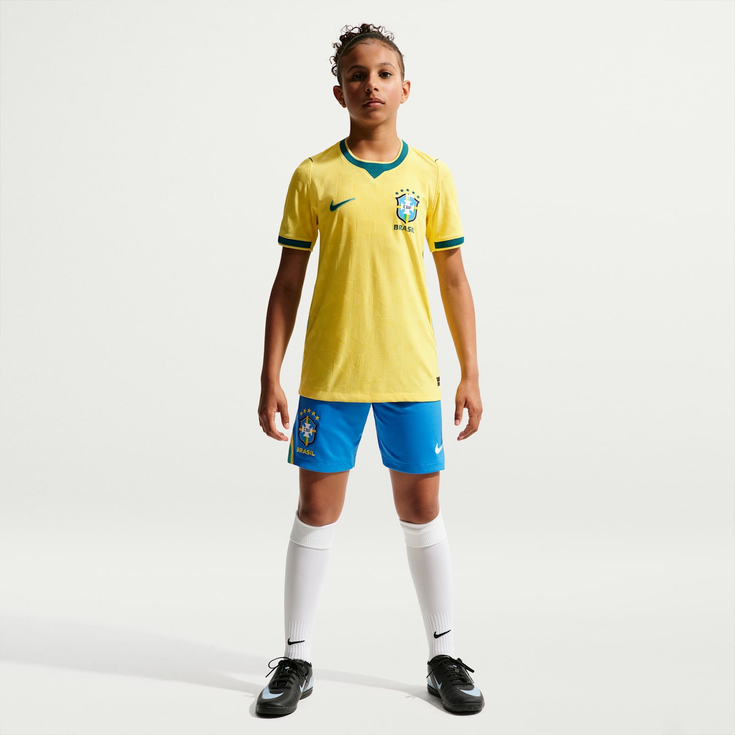 Детский топ Nike Brazil National Team 2026 Match Home Aero-FIT Soccer Jersey, цвет: Бирюзовый — фото 6