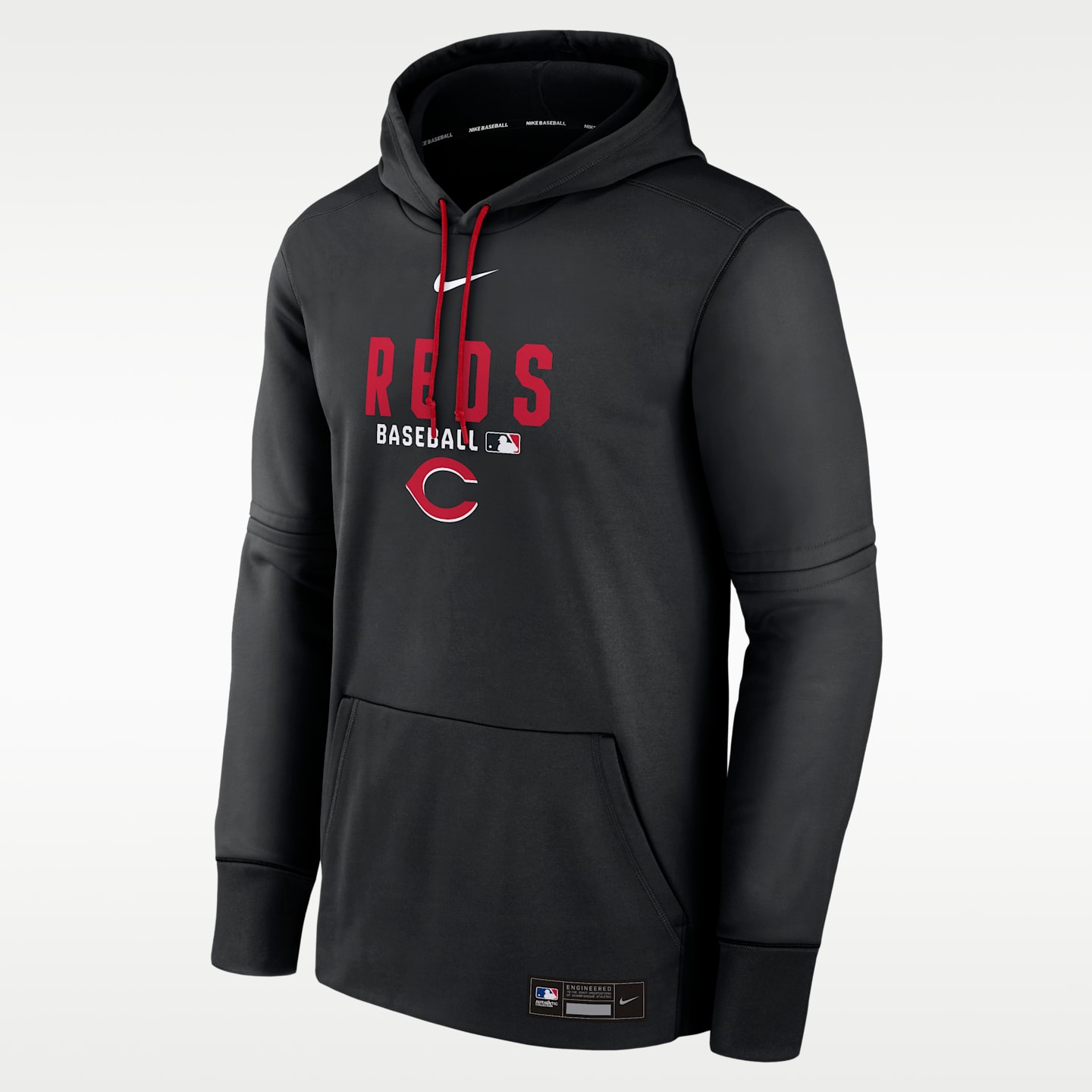 Мужское худи Nike Cincinnati Reds Authentic Collection Therma MLB, цвет: Чёрный — фото 1