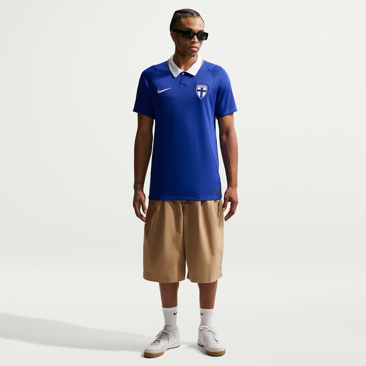 Мужской топ Nike Finland 2026 Stadium Away Dri-FIT Soccer Replica Jersey, цвет: Синий / Белый — фото 4