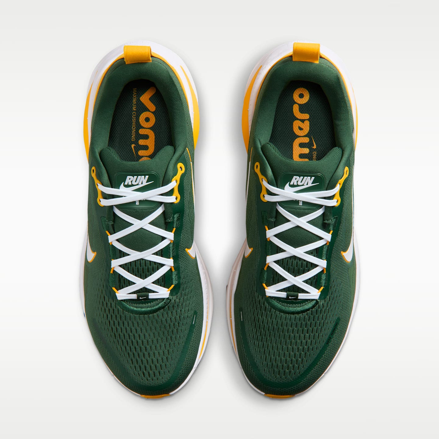 Мужские кроссовки Nike Vomero 18 (Green Bay Packers) NFL Road Running, цвет: Золотой / Белый — фото 4
