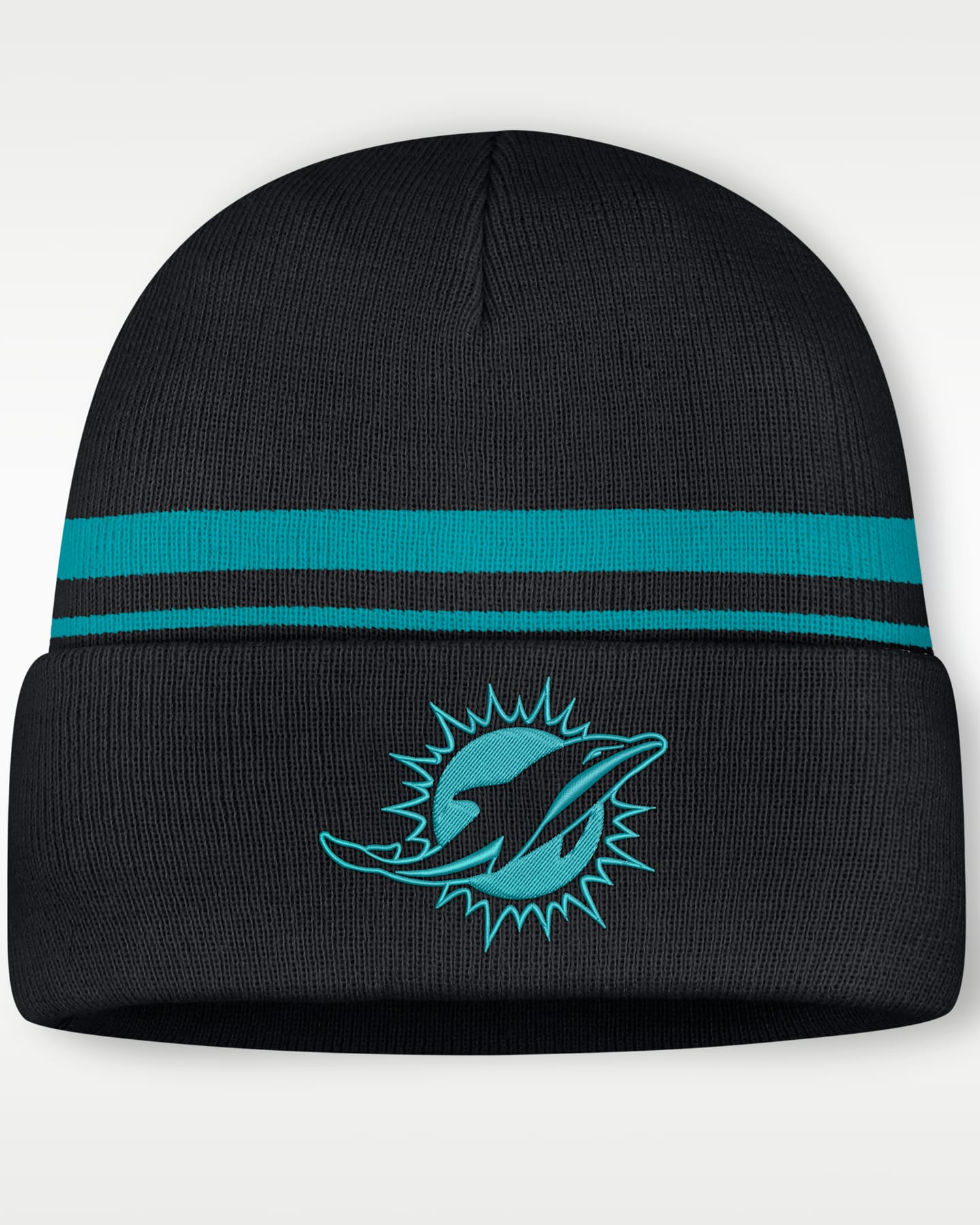 Мужская шапка-бини Nike NFL Miami Dolphins Primetime Utility с отворотом, цвет: Чёрный — фото 3