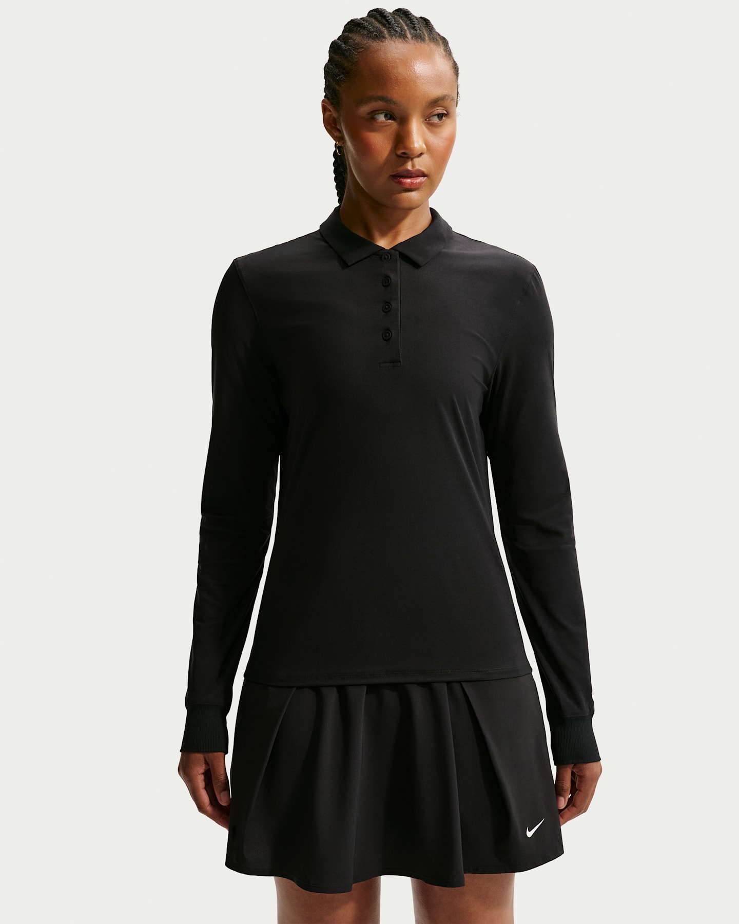 Женское поло Nike Victory Dri-FIT с длинным рукавом, цвет: Чёрный / Белый — фото 6